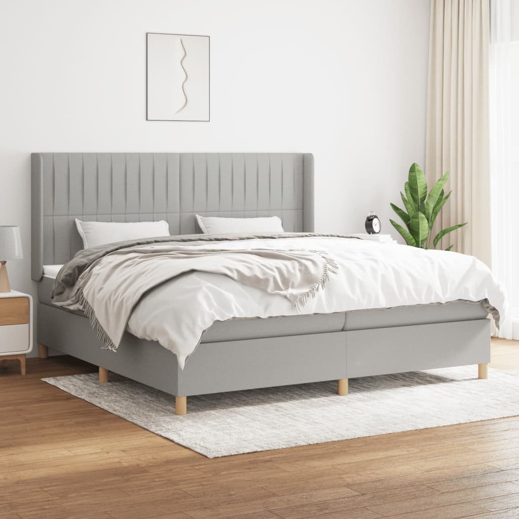 vidaXL Boxspringbett Boxspringbett mit Matratze Hellgrau 200x200 cm Stoff B günstig online kaufen