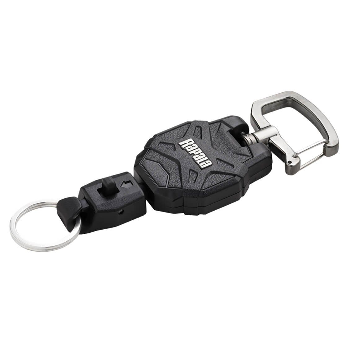 Rapala Anglerzange Rapala RCD Ausziehhalter mit Karabiner Lanyard, 1-tlg., 360° beweglicher Zinkkarabiner, 59kg tragende HMPE-Kordel, Starke und langlebige Feder
