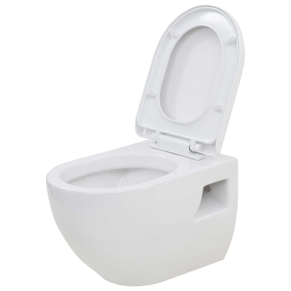 Tiefspül-WC wandmontierte Toilette aus Sanitärkeramik, inkl. WC-Sitz