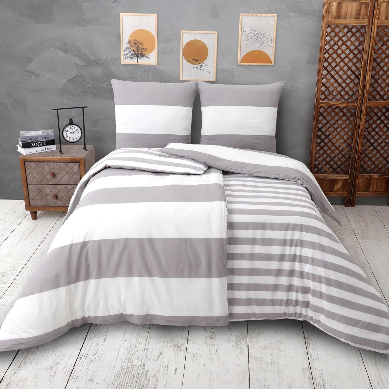Vency Home Bettwäsche in Gr. 135x200, 155x220 cm oder 200x200, 4 teilig, 2x Bettbezug Reißverschluss + 2x Kissenbezug 80x80 Umschlagverschluss