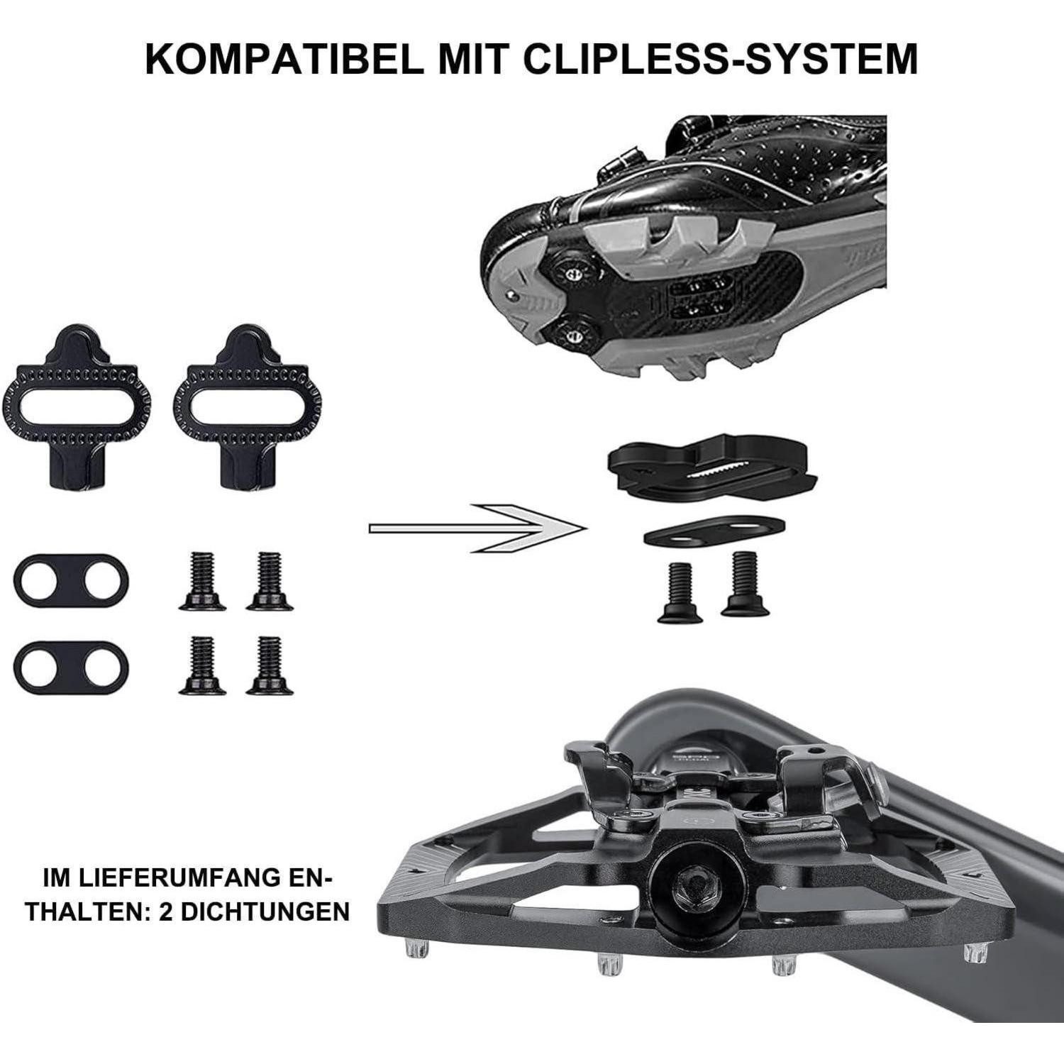 LuxusKollektion Klickpedale Fahrradpedale Klick/Plattform MTB Rennrad Schwarz