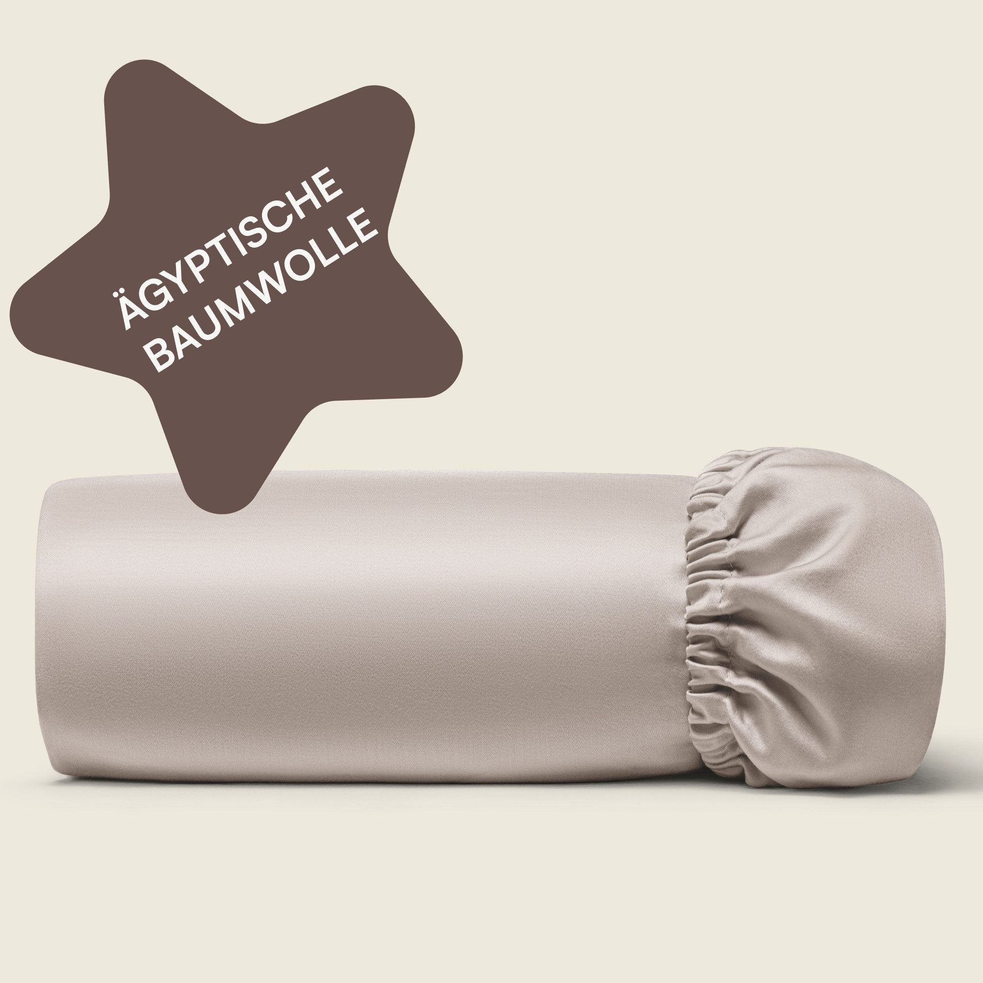 Amqua Spannbettlaken, Premium Mako Satin Spanntuch, 100% ägyptische Baumwolle, Gummizug: rundum, weiche & atmungsaktive Bettlaken / Laken für Matratzen bis 30cm