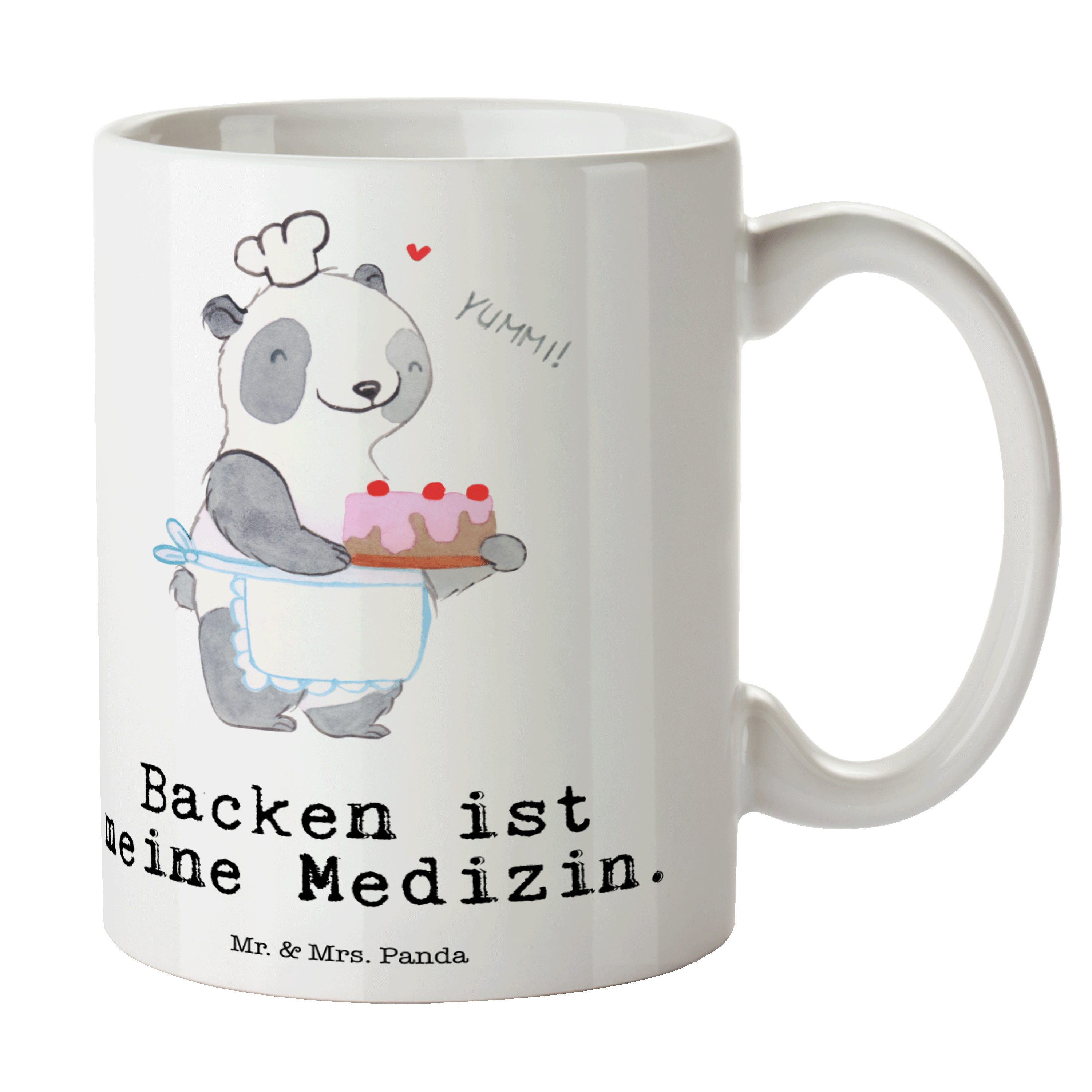 Mr. & Mrs. Panda Tasse Panda Backen Medizin - Weiß - Geschenk, Danke, Auszeichnung, Tasse, K, Keramik