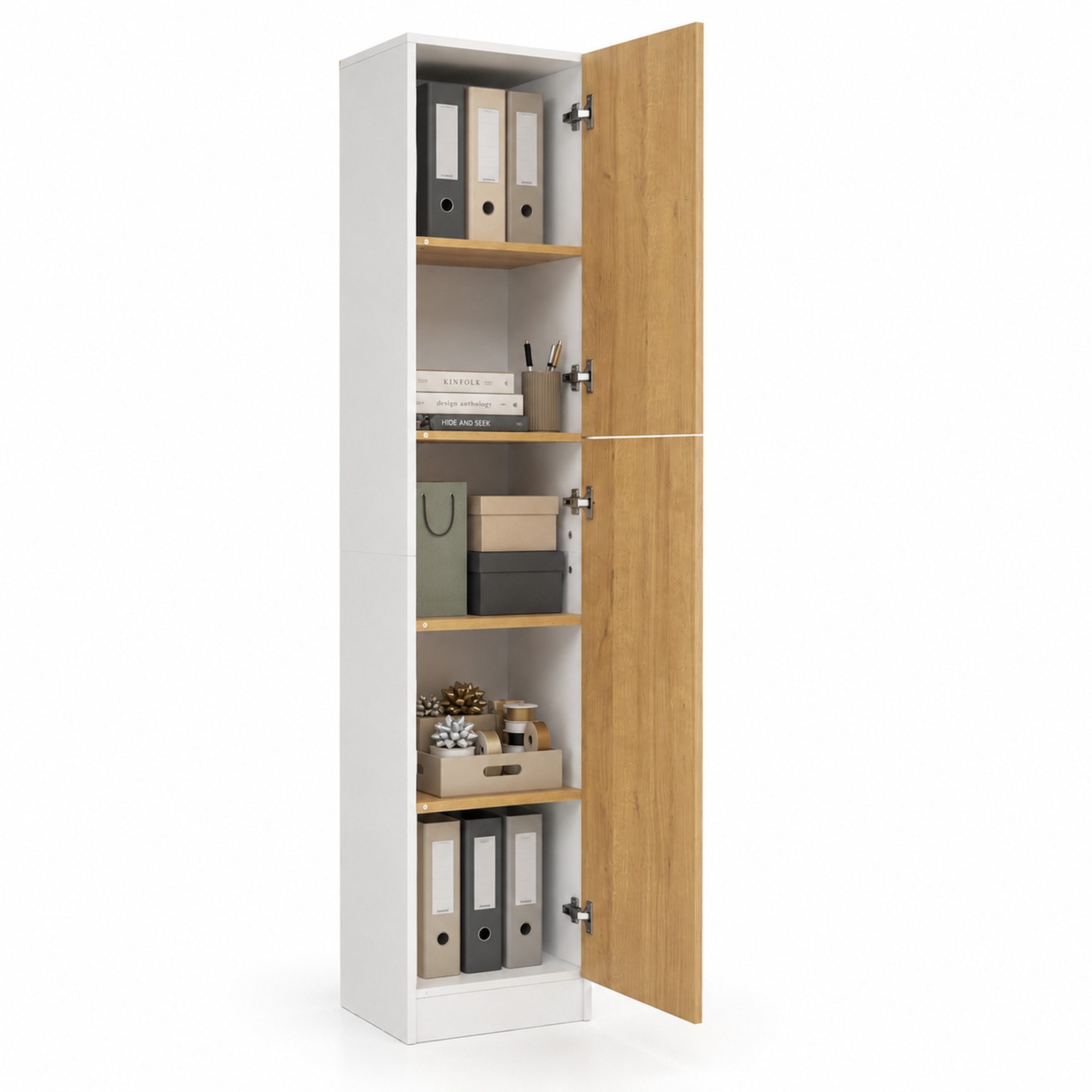 VCM Aktenschrank Dilos Aktenschrank B. 38 x T. 32 x H. 183 cm Mehrzweckschrank mit 2 Drehtüren, 5 Fächer, Wohnzimmerschrank