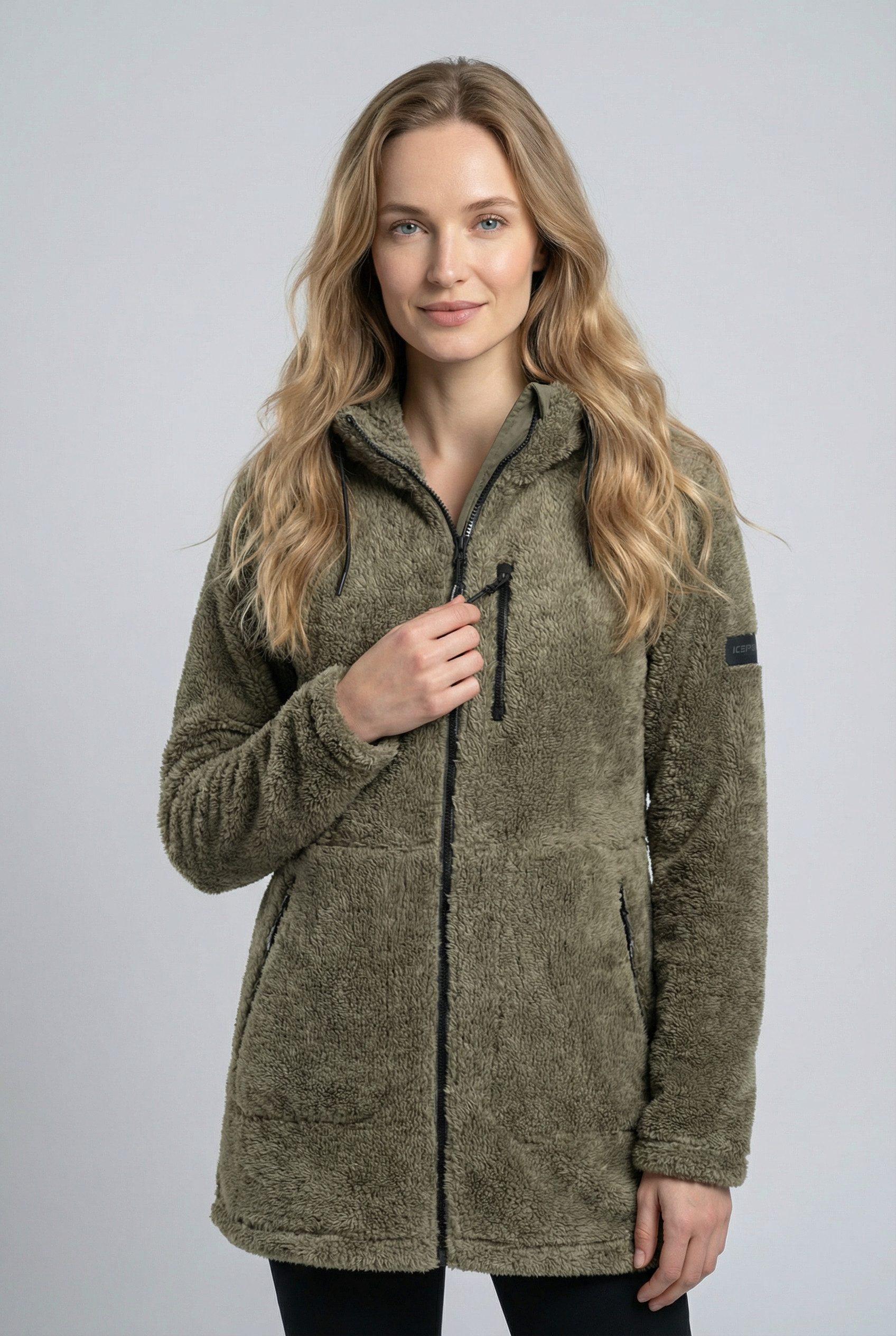 Icepeak Fleecejacke ICEPEAK CHELLES (1-St) mit verstellbarer Kapuze, schnell trocknendes Material