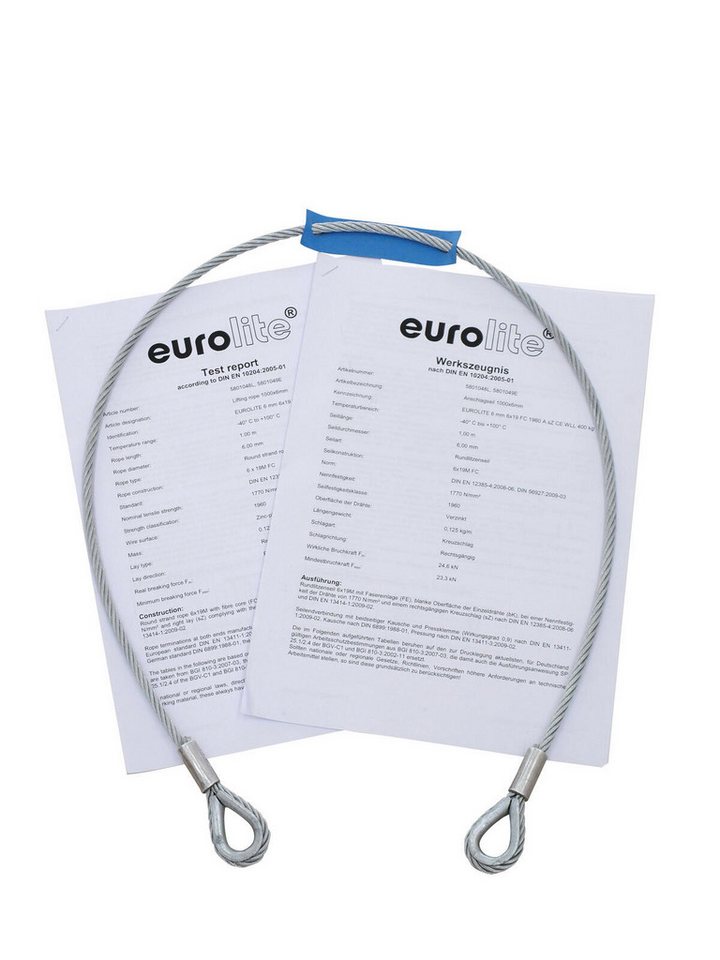 Thumbnail - EUROLITE EUROLITE Sicherungsseil AG-15 4x1000mm bis 15kg Drahtseil