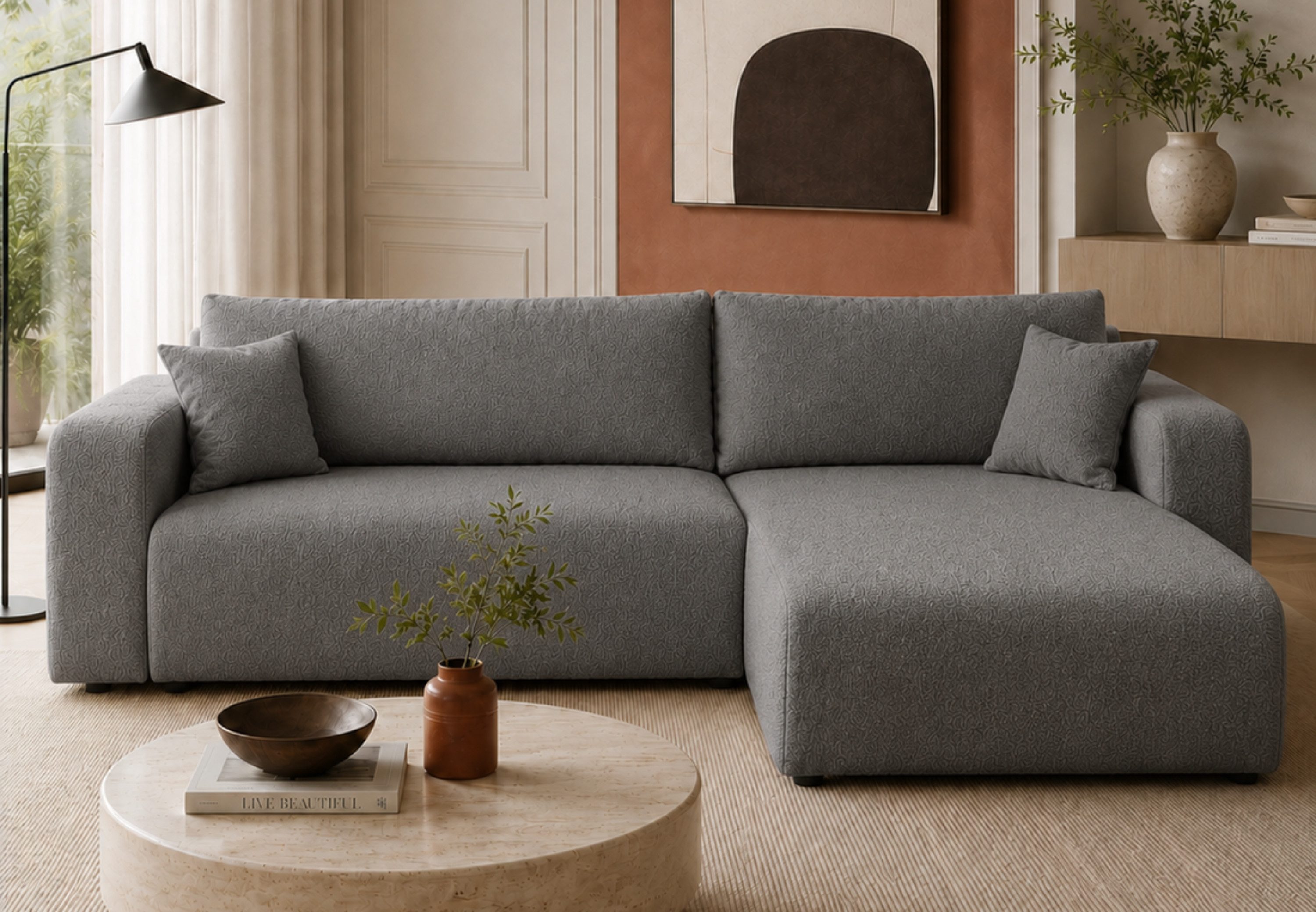 Lookway Ecksofa VESPO XL Moderne Wohnlandschaft in L-Form mit Schlaffunktion, mit Bettfunktion und Bettkasten