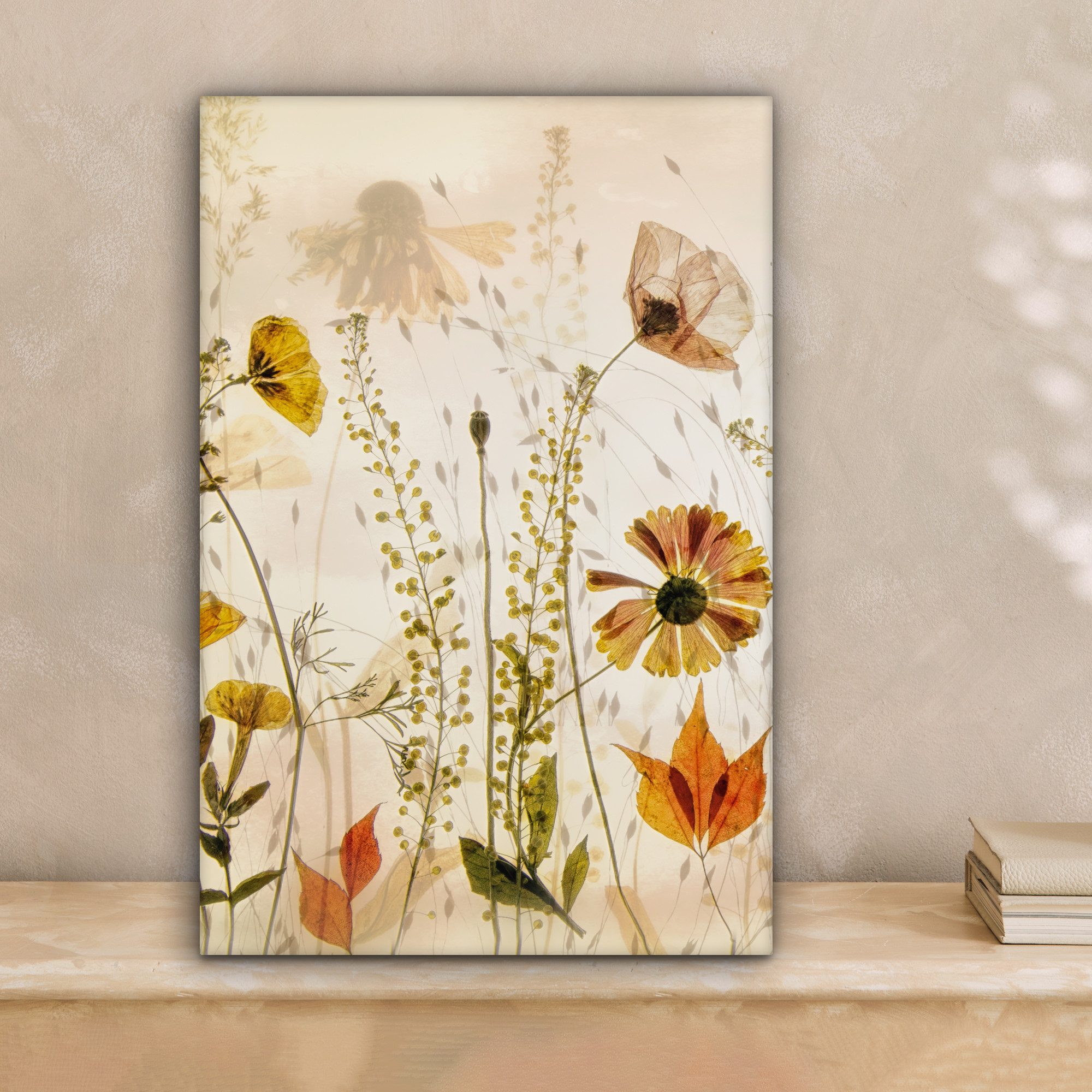 OneMillionCanvasses® Leinwandbild Illustration - Pflanzen - Insekten - Beig günstig online kaufen