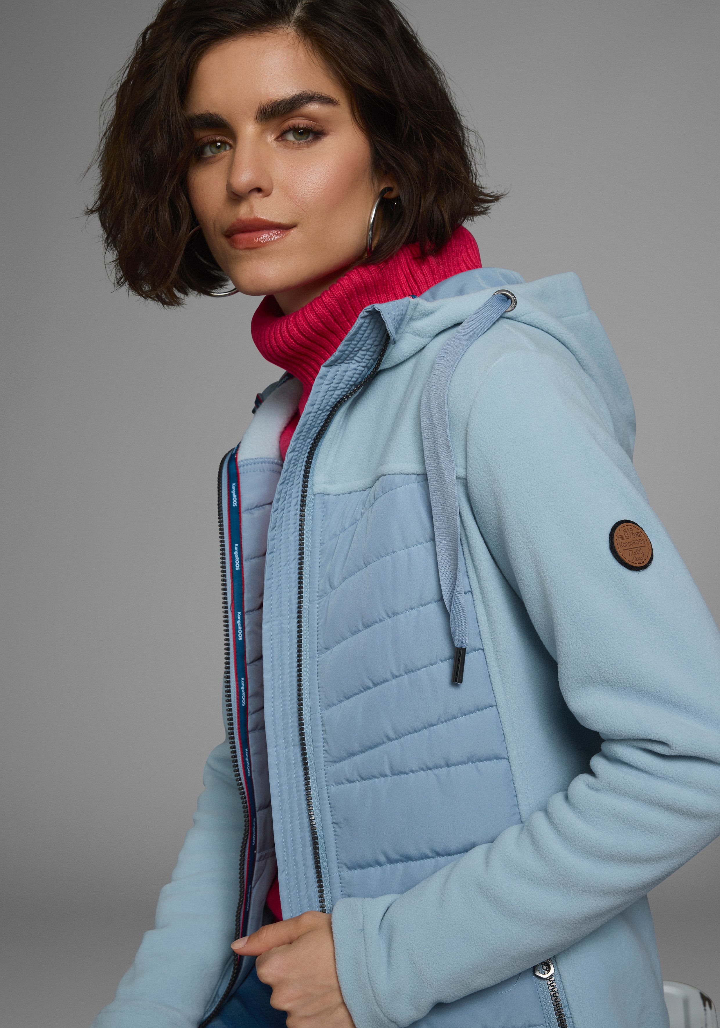 KangaROOS Langjacke Hybridjacke - Fleecejacke mit wattierten Bereichen