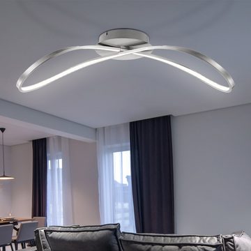 etc-shop LED Deckenleuchte, LED-Leuchtmittel fest verbaut, Warmweiß, Deckenleuchte Deckenlampe Wohnzimmerleuchte Nickel matt LED