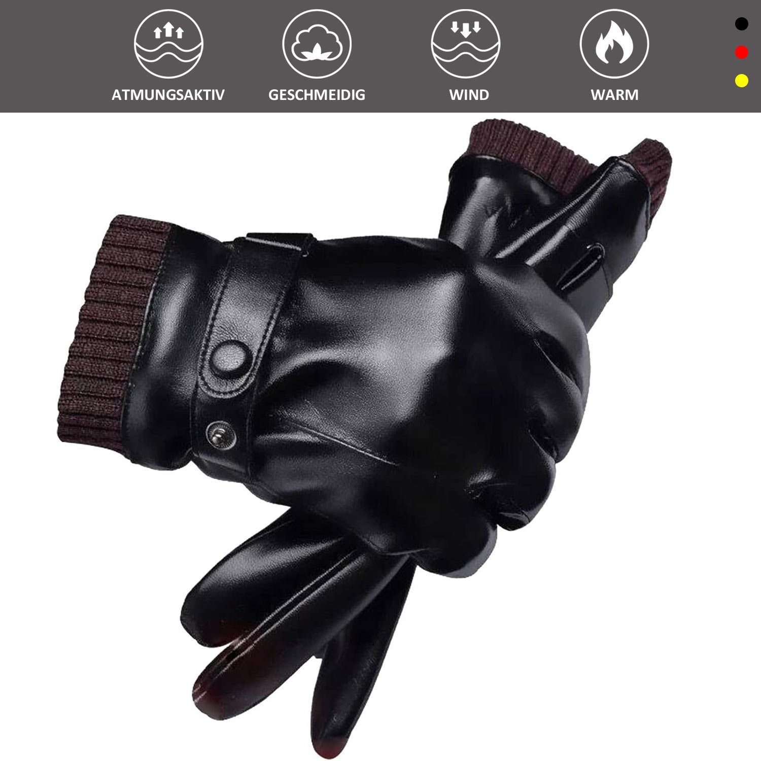 MAGICSHE Lederhandschuhe Herren Handschuhe Touchscreen gepolstert