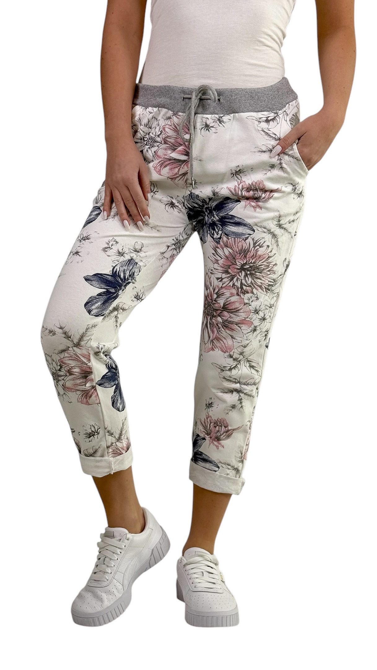 Mississhop Chinohose Damen Hose Blumen Jogginghose günstig online kaufen