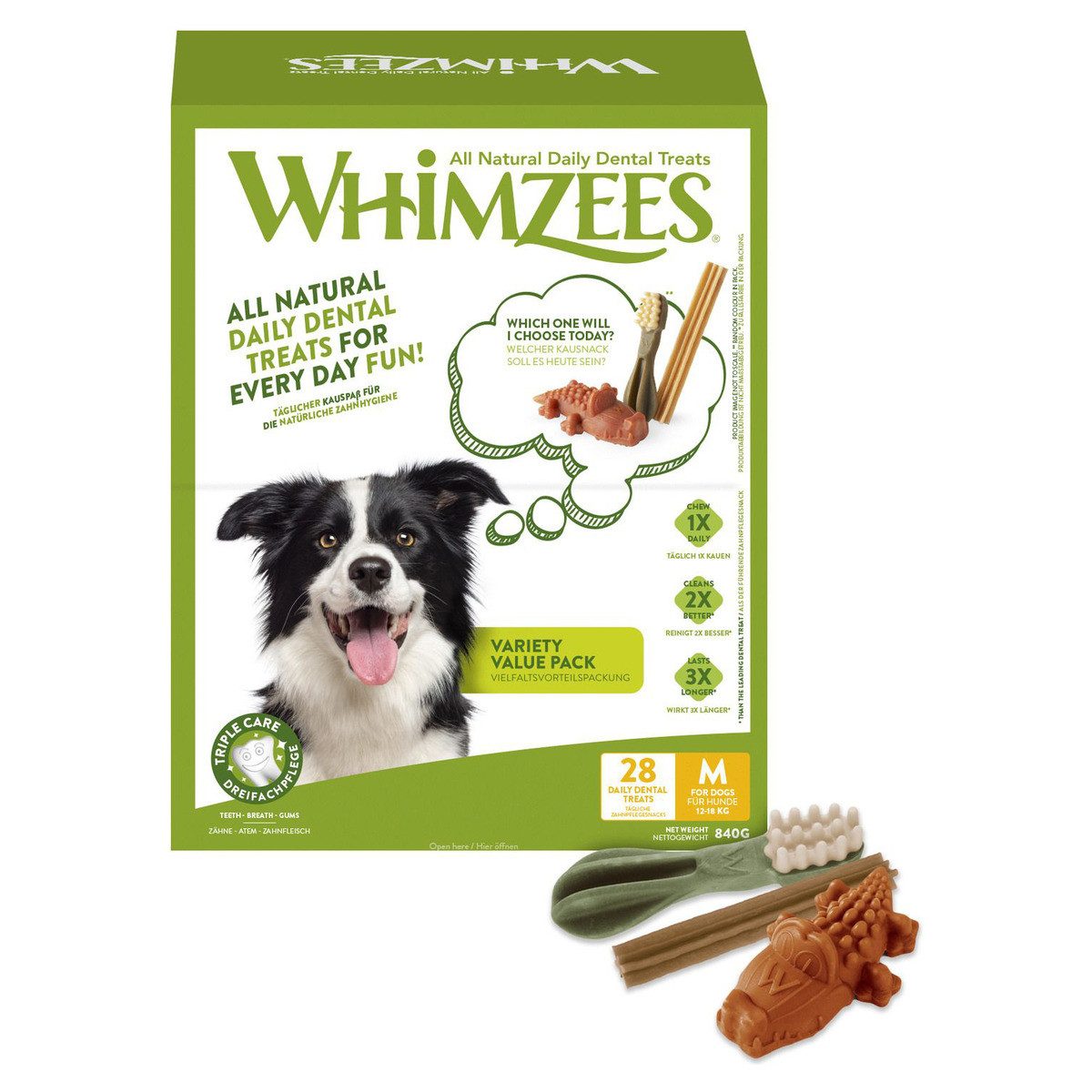 Whimzees Variety Value Box M - 28er Pack, Snack für: Hund