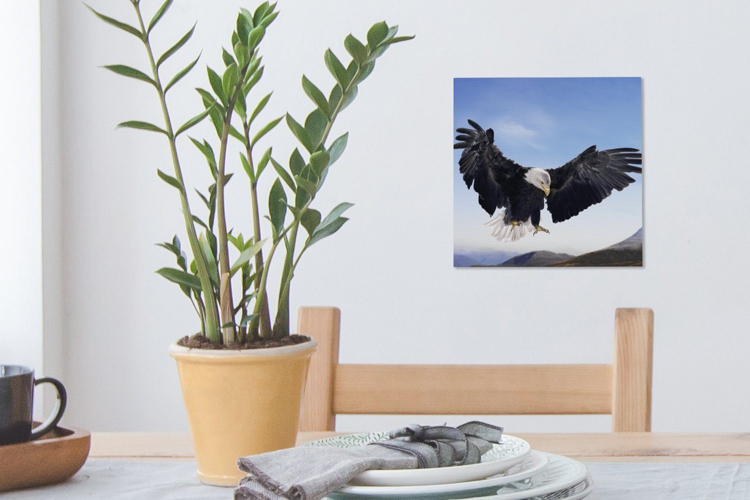 Leinwandbild Bilder Schlafzimmer (1 will OneMillionCanvasses® Weißkopfseeadler Leinwand Wohnzimmer landen, Ein St), für