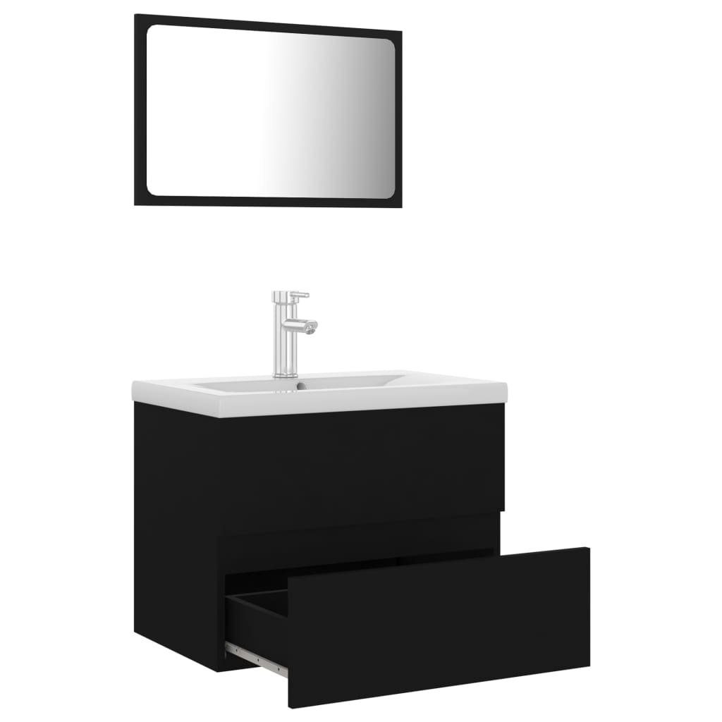 vidaXL Badezimmer-Set Badmöbel-Set Schwarz Holzwerkstoff, (1-St) günstig online kaufen