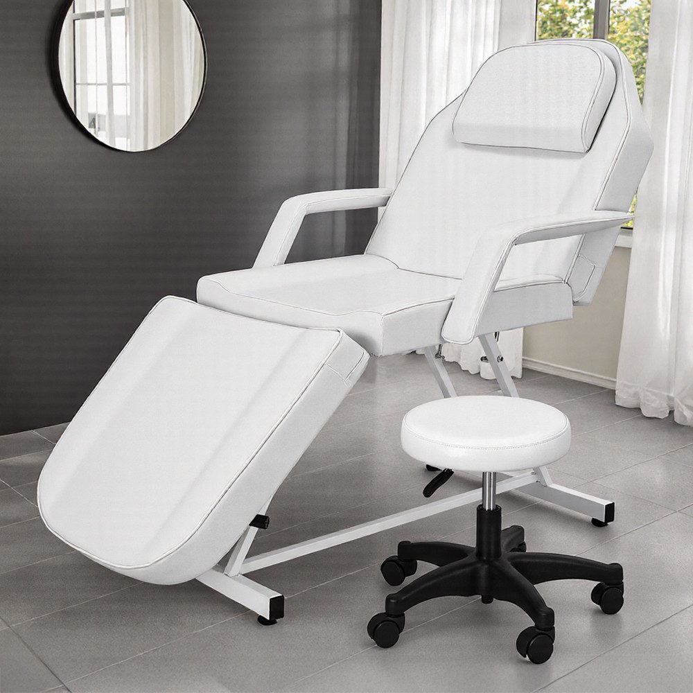 DARDVORLAG Massageliege Kosmetikliege, Therapieliege, Tattooliege, Schönheitsbett mit Hocker (Set, 2-St), dicke Polster aus hochdichtem Schaumstoff, abnehmbare Kopfstütze
