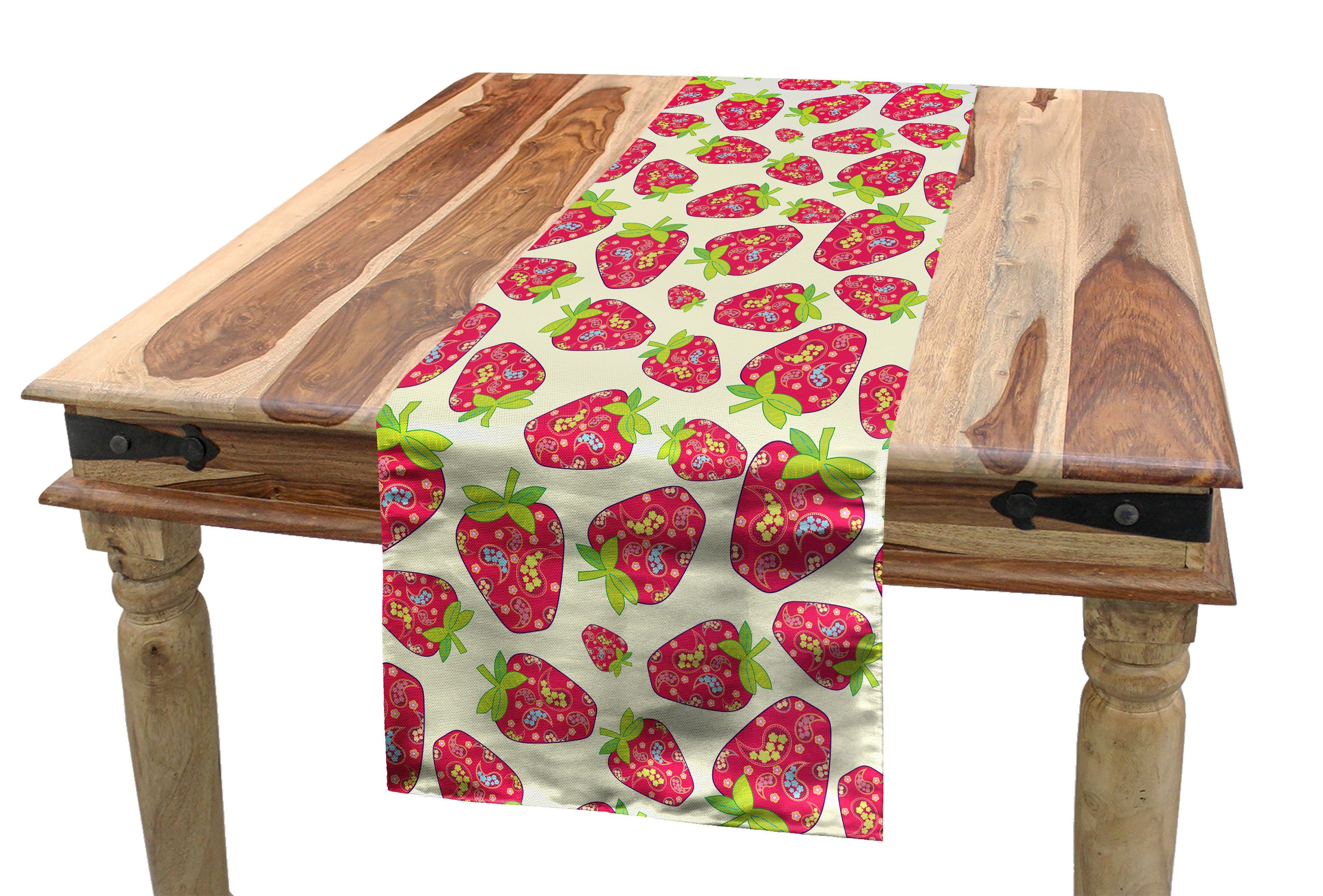 Erdbeere Küche Esszimmer Motive Tischläufer, Rechteckiger Dekorativer Paisley Obst Abakuhaus Tischläufer