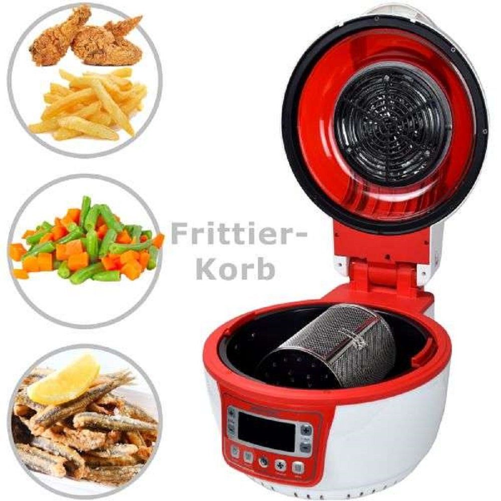 Syntrox Fritteuse Syntrox Turbo-Heißluftfritteuse Heißluftgarer Airfryer rot