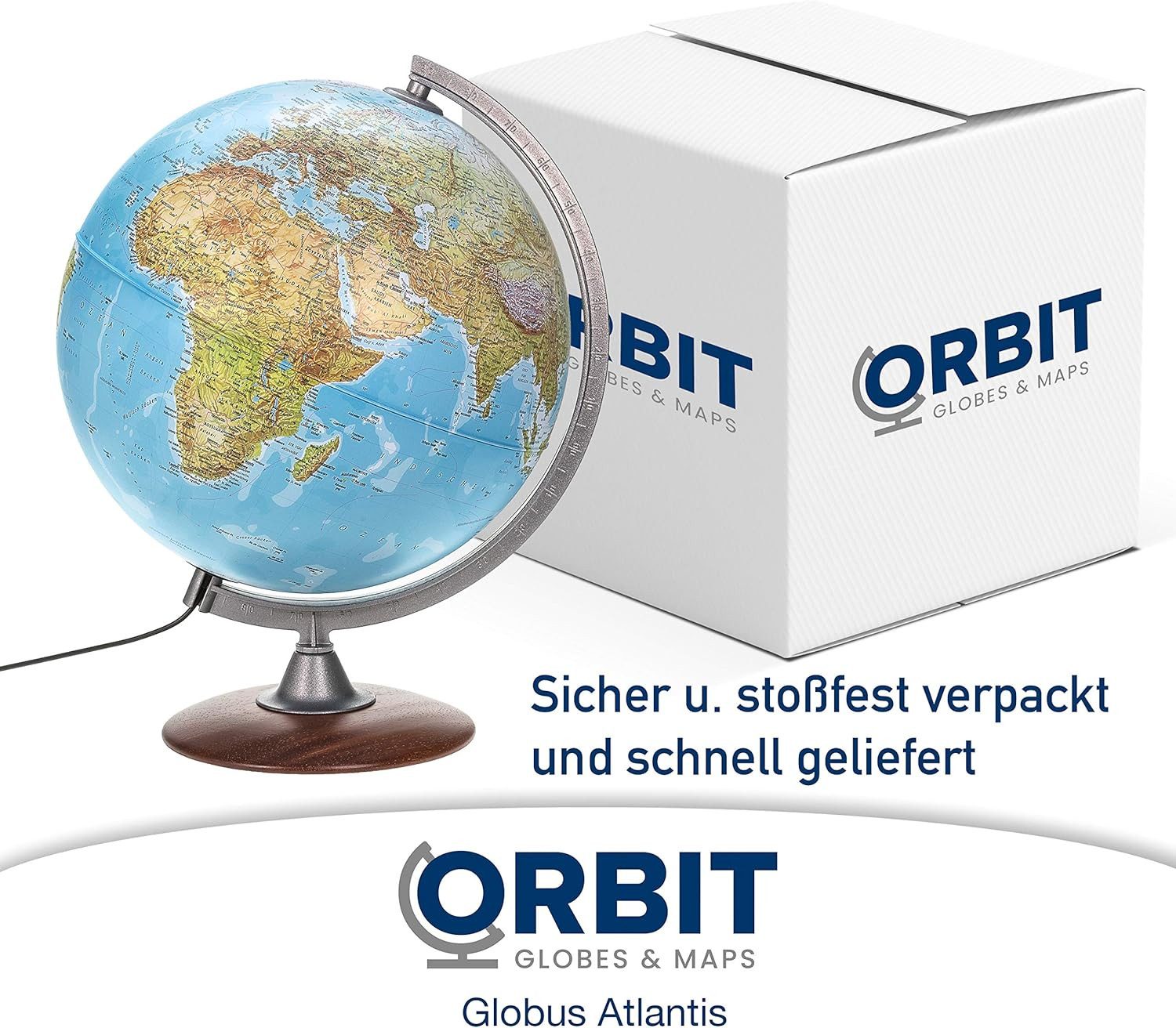Interkart Landkarten & Globen GmbH Globus Leuchtglobus 30 cm mit dunklem Holzfuß und LED-Licht – Bild 4 von 4