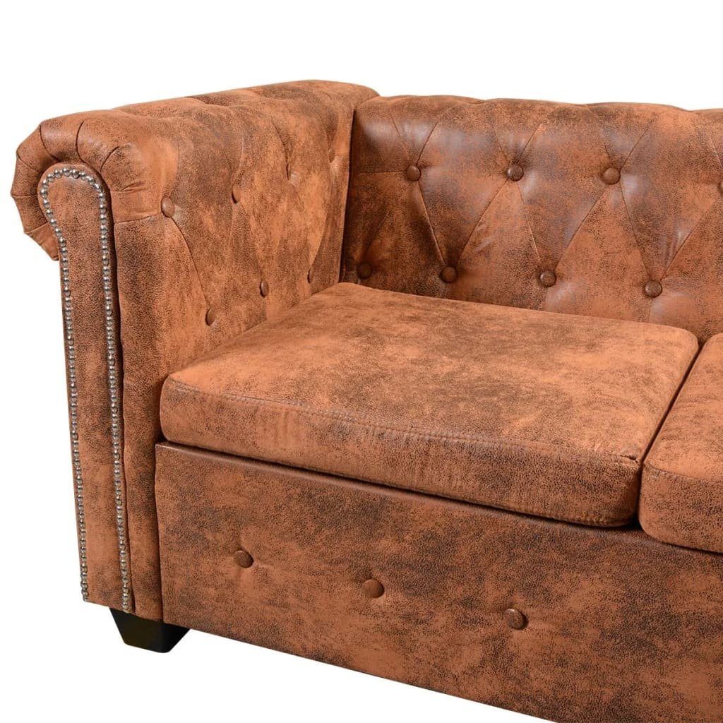 Kunstleder Ecksofa Chesterfield vidaXL Braun Sofa 5-Sitzer