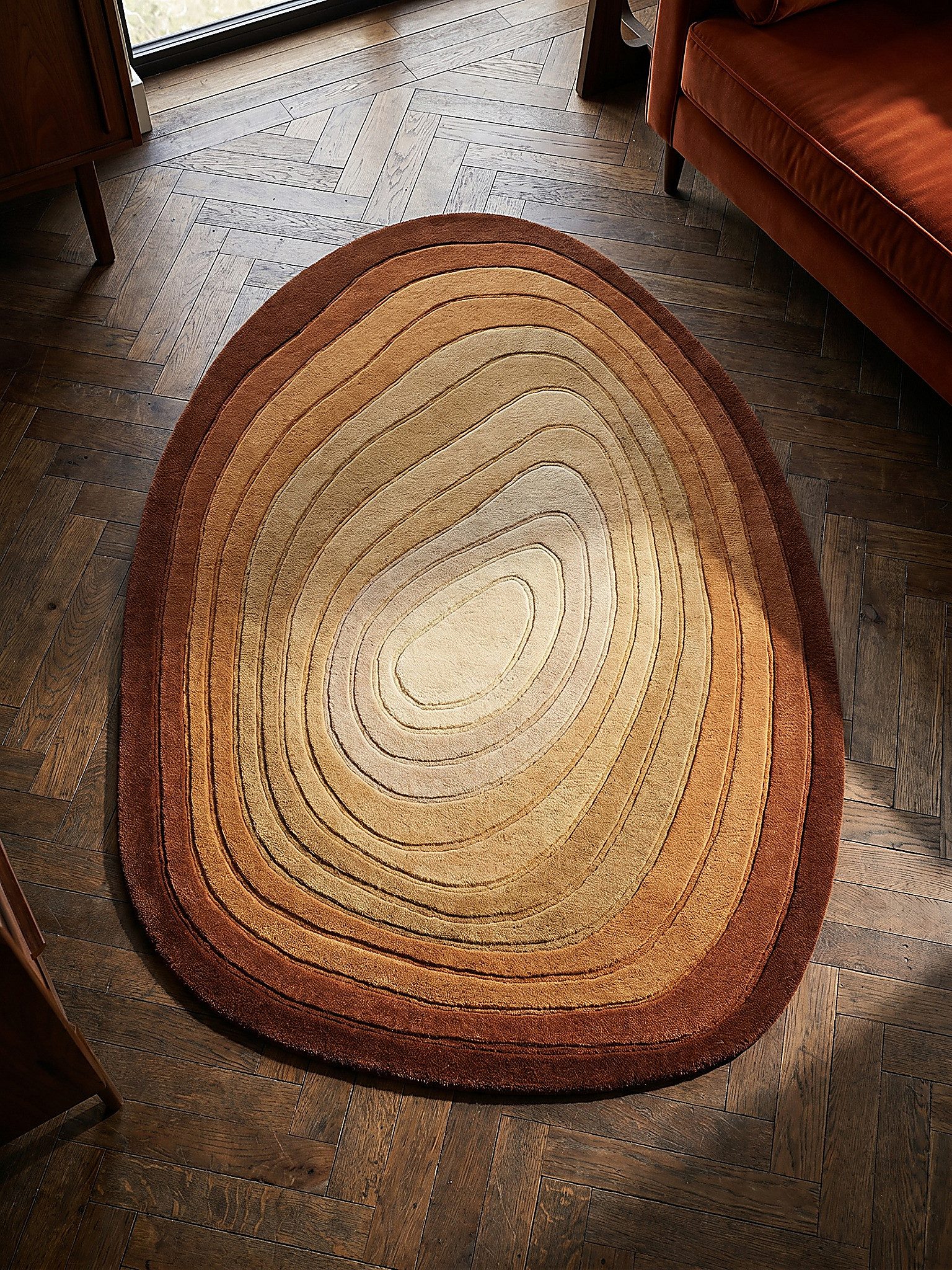 KADIMA DESIGN Wollteppich PARRET Designerteppich weich edel robust Wohnzimmer 160x230 Terrakotta, Oval, Höhe: 15 mm, 100% Wolle, 11 mm Mittelflor, fußbodenheizungsgeeignet, hochwertig