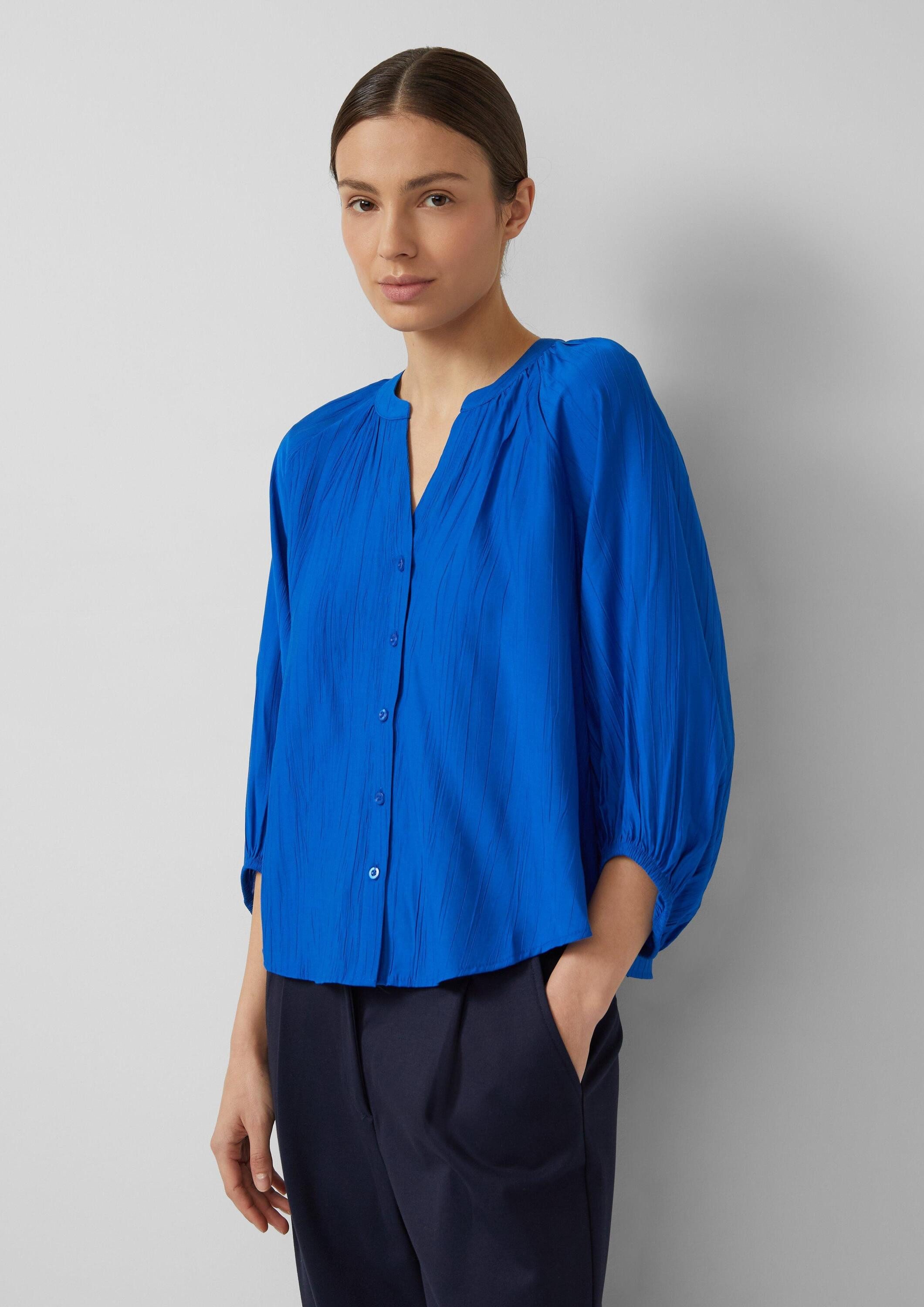 s.Oliver Kurzarmbluse Bluse Strukturierte Bluse mit weitem Ärmel