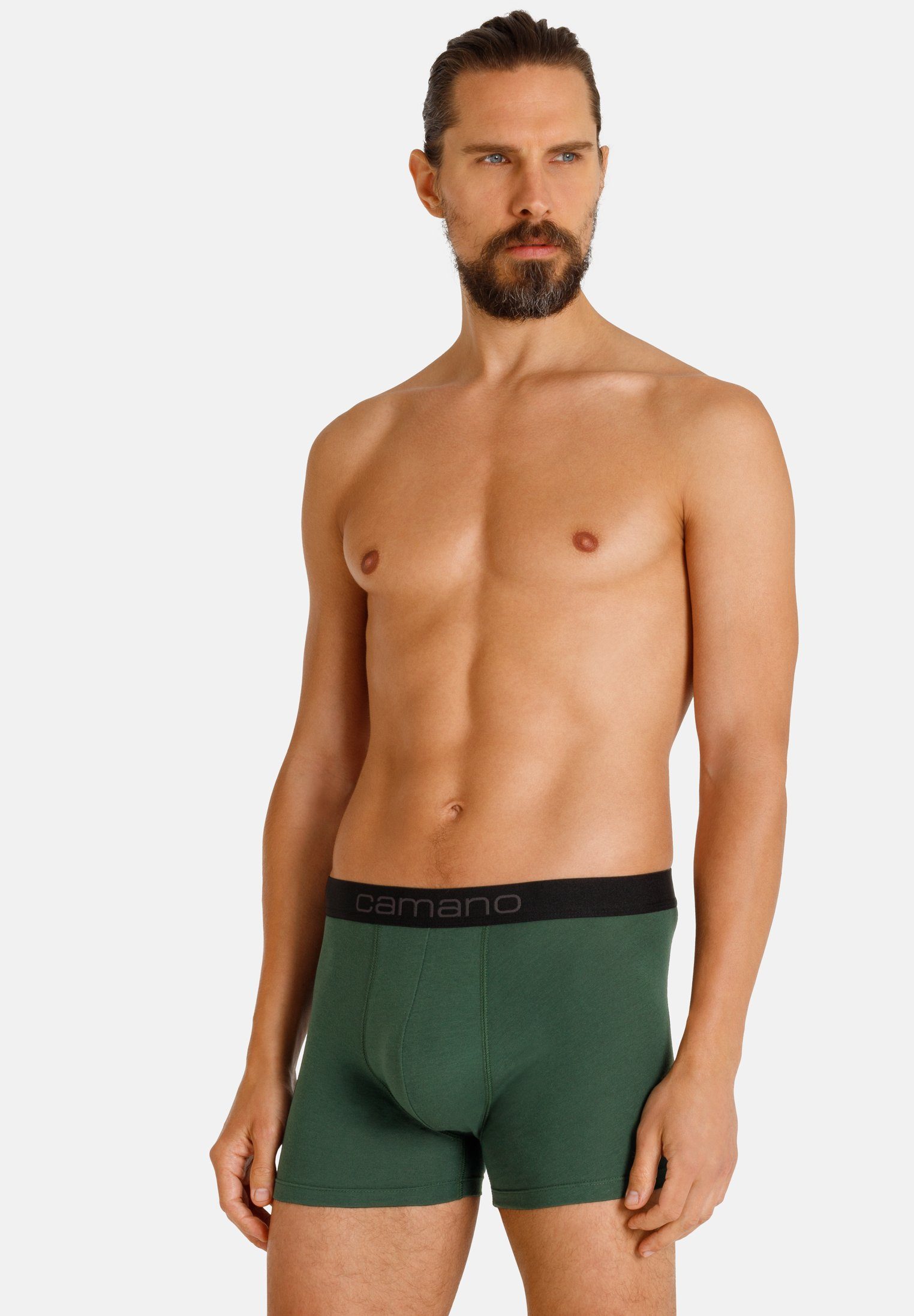 Camano Boxershorts Comfort mit nachhaltigerer Baumwolle (BCI) (2-St) 2er Pack grün, schwarz