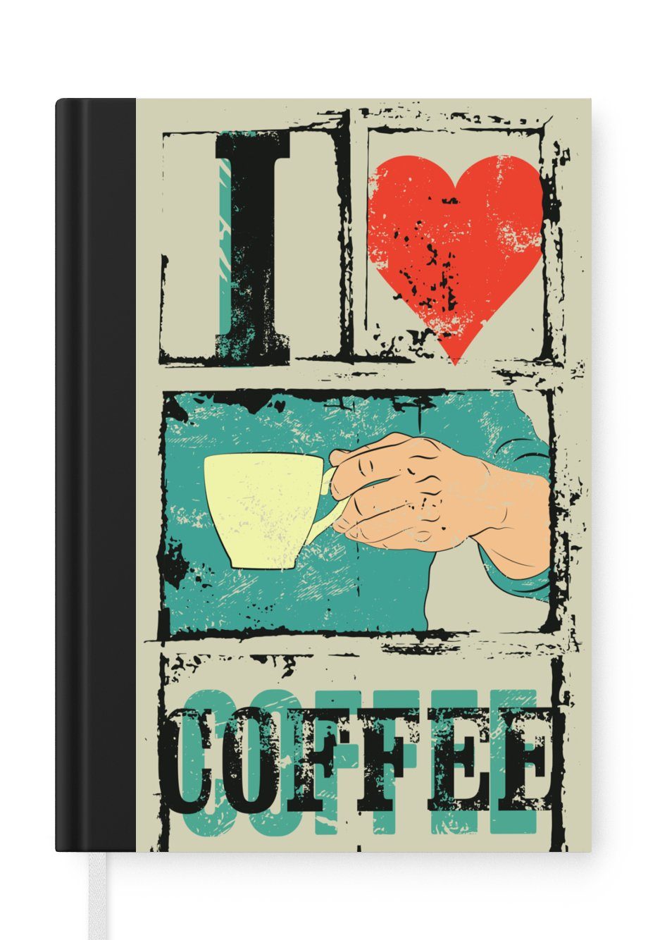 MuchoWow Notizbuch Kaffee - Sprichwörter - Vintage - Zitate - Ich liebe Kaffee, Journal, Merkzettel, Tagebuch, Notizheft, A5, 98 Seiten, Haushaltsbuch