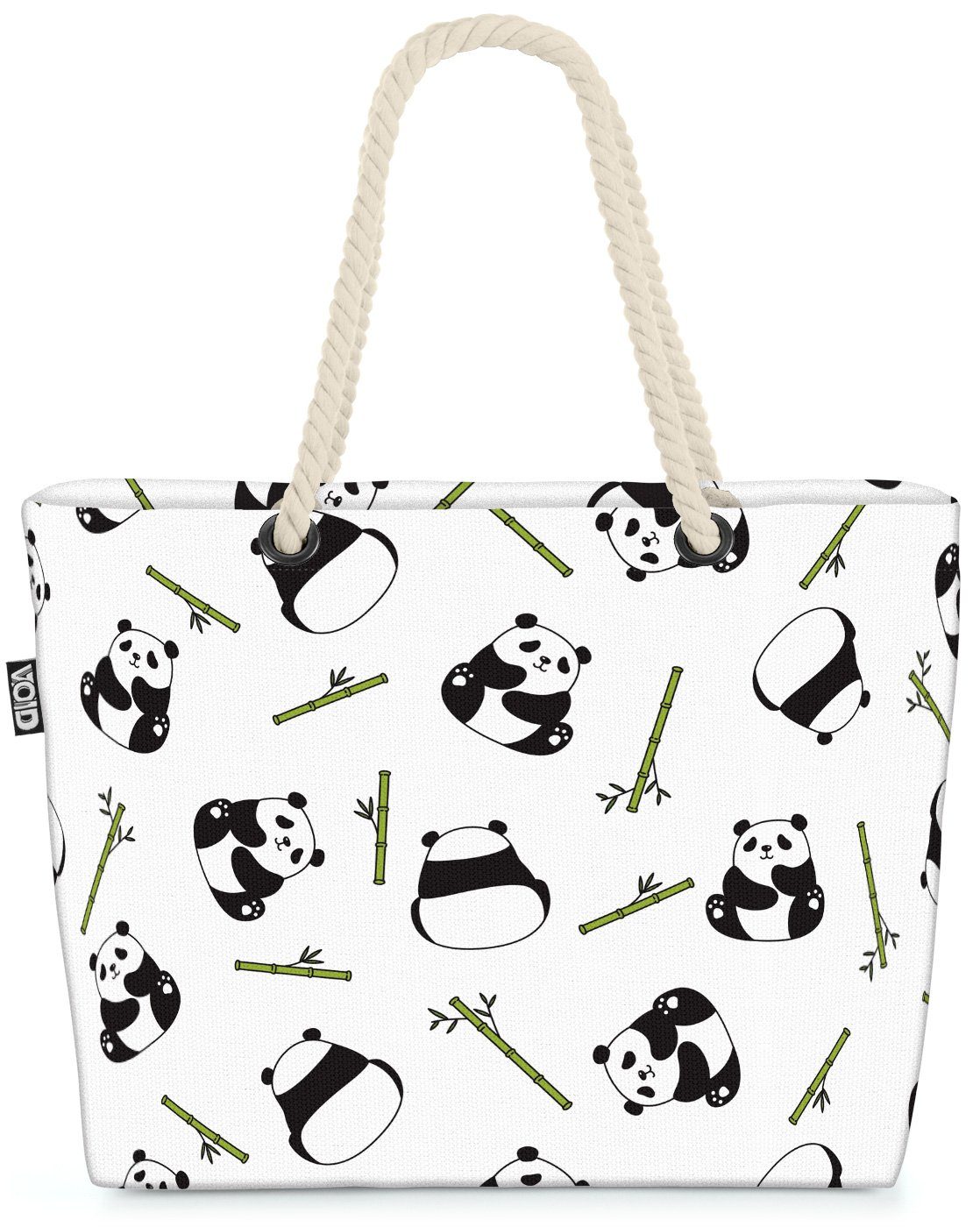 VOID Strandtasche (1-tlg), Panda mit Bambus Beach Bag Panda Indien Reise Urlaub Afrika Kinderzimmer Baby