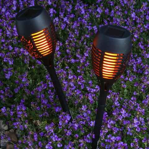 MARELIDA LED Gartenfackel LED Solar Fackel mit Feuereffekt H: 40cm Wegleuchte Solarleuchte 2St., LED Classic, amber