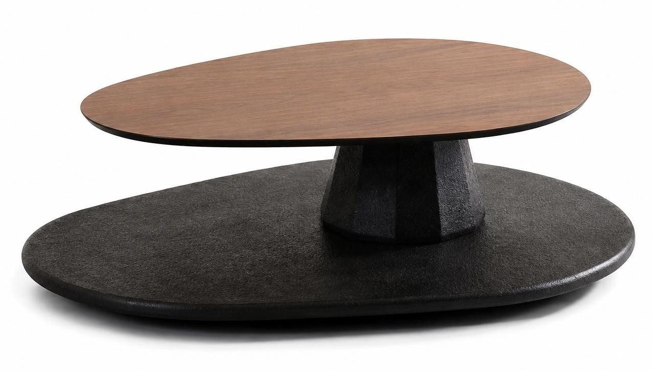 JVmoebel Couchtisch Couchtisch Brutalismus Schwarz Tropfenförmig Strukturiert Zweistufig, Made in Europa