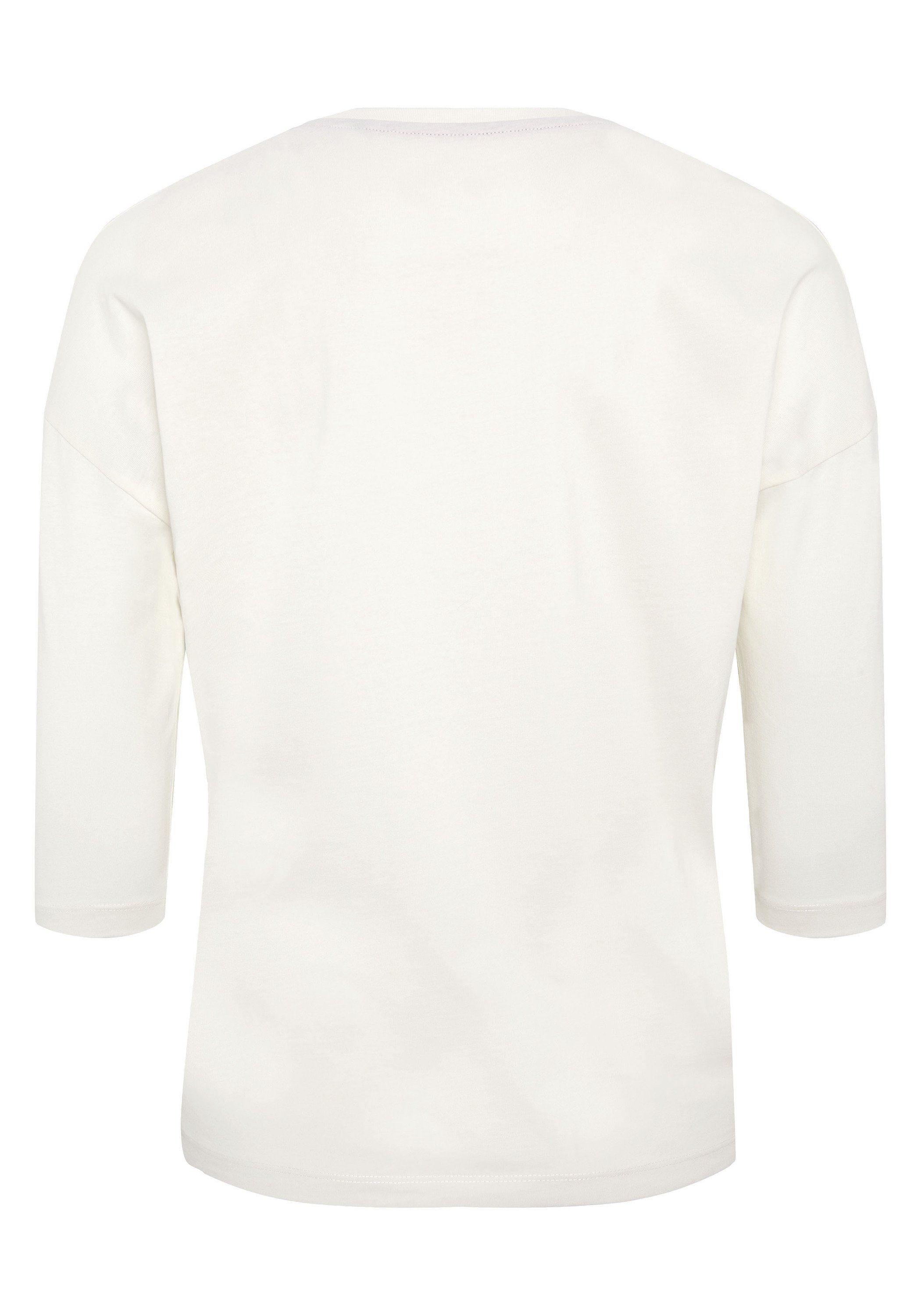 Oklahoma Jeans Print-Shirt Whisper mit geblümtem 11-0701 Logo White