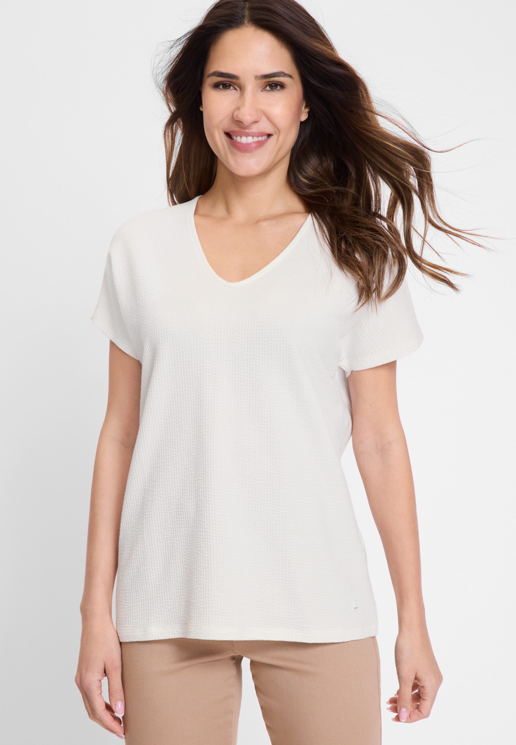Olsen T-Shirt mit Waffelstruktur