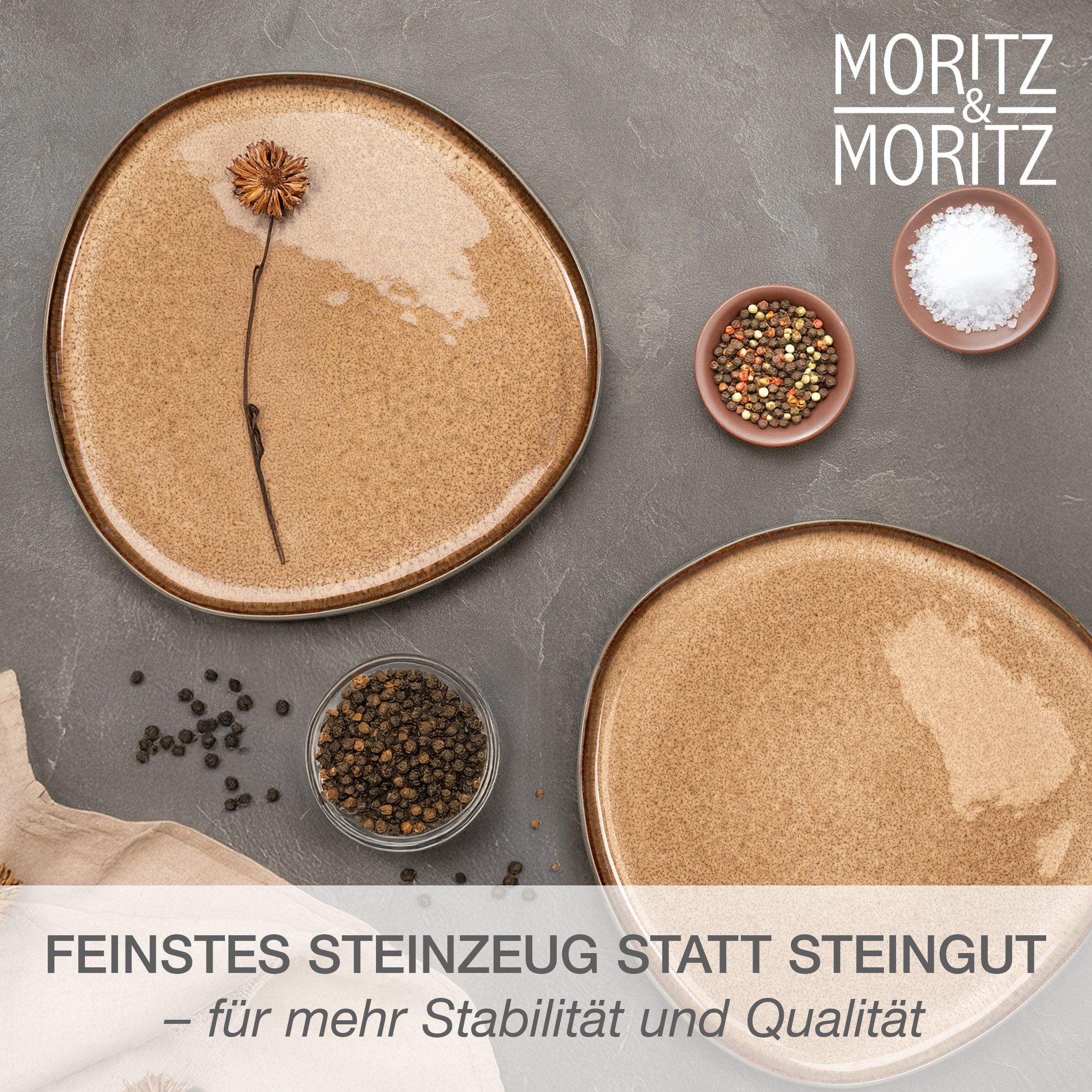 Moritz & Moritz Servierplatte ORGANIC Servierplatte 2er - Beige, (Set, 2-tlg., Set), Spülmaschinengeeignet
