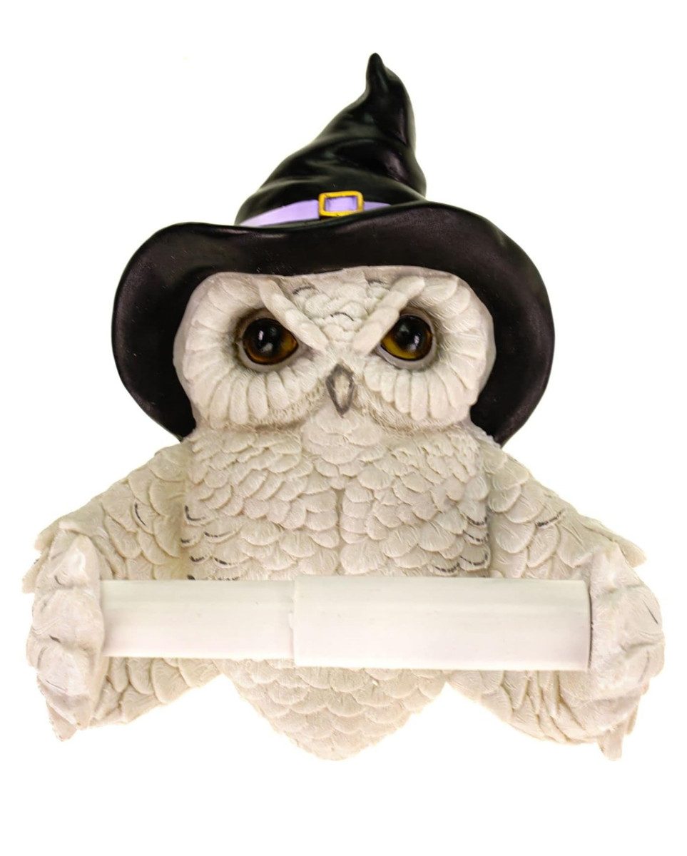 Horror-Shop Dekofigur Toilettenpapierhalter Schneeeule mit schwarzem Hex