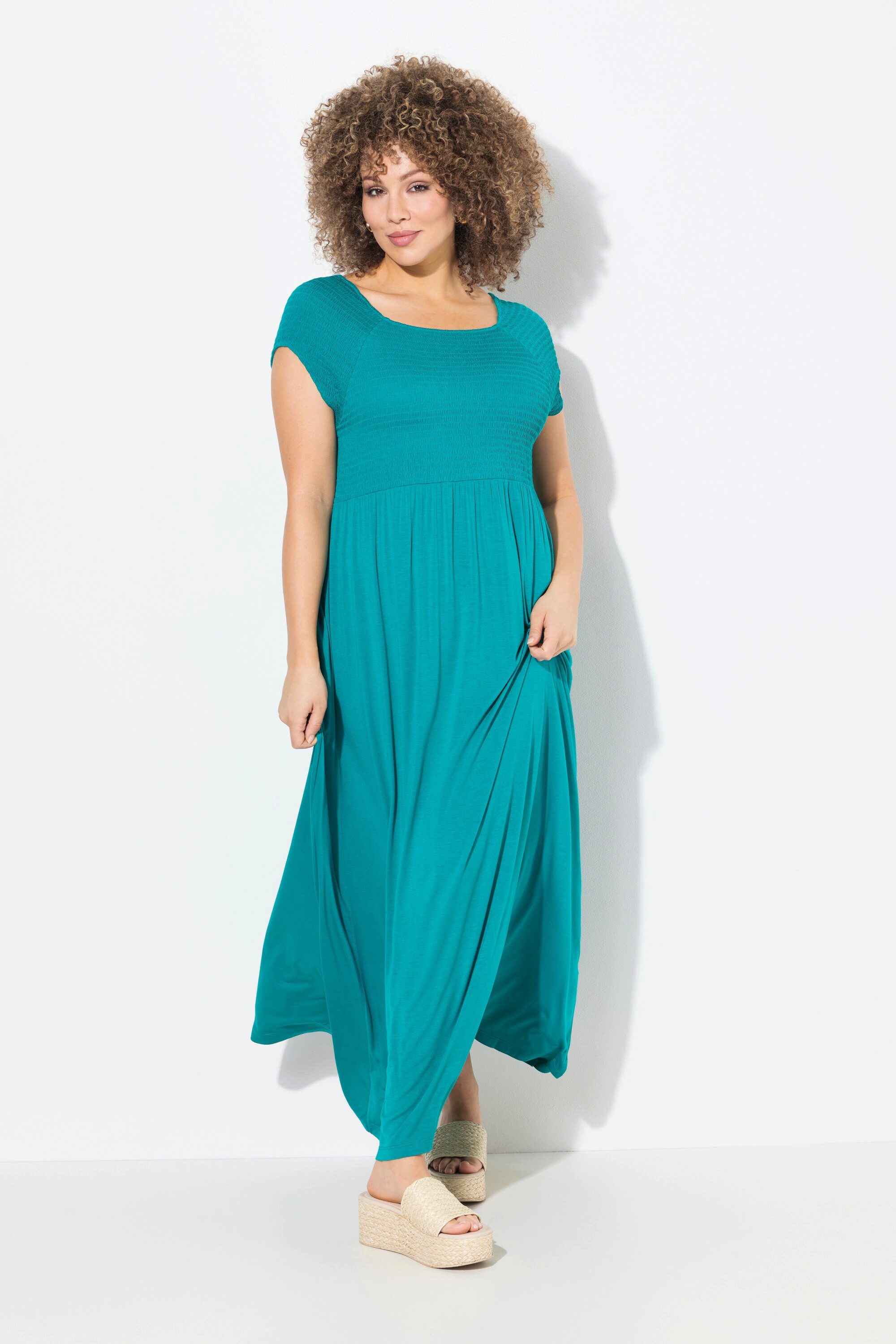 Ulla Popken Maxikleid Kleid A-Linie gesmokt günstig online kaufen