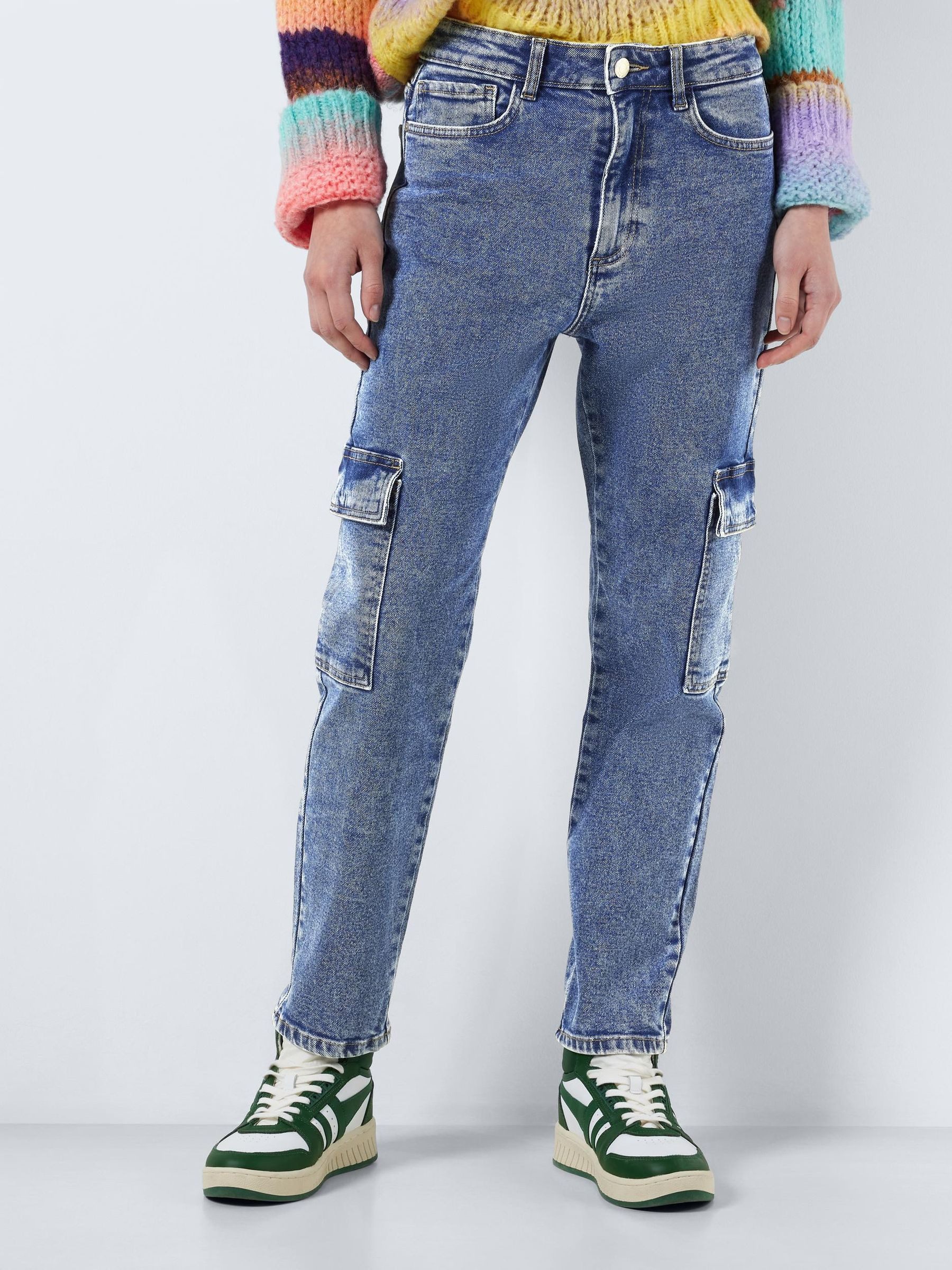 Noisy may Slim-fit-Jeans Cargo Jeans Regular Denim NMMONI NMMONI HW CARGO