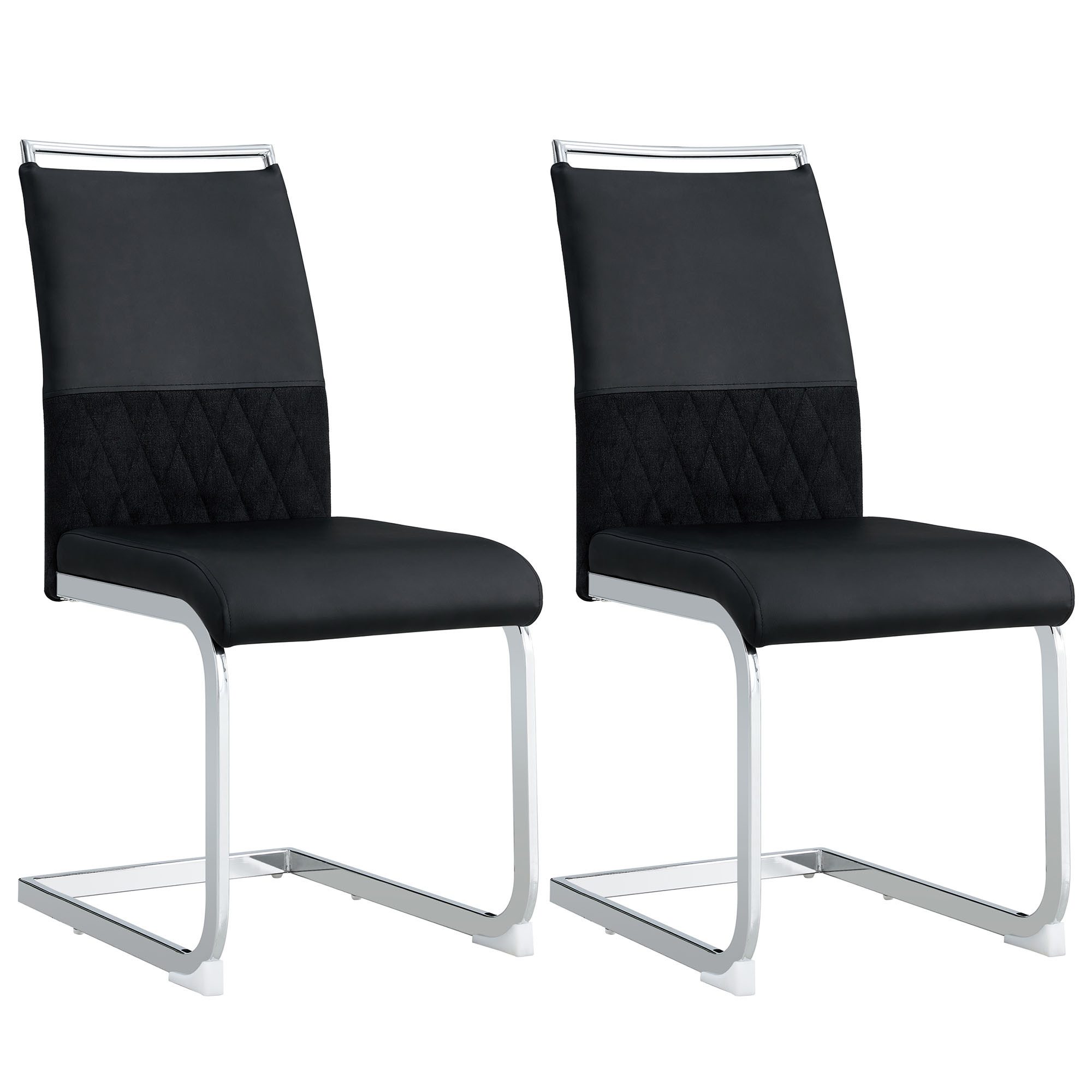 IDEASY Freischwinger 2/4/6St, Schwingstühle Tragfähigkeit 150kg, Küchenstuhl, Hohe Rückenlehne, Polsterstuhl mit PU-Kunstleder/Leinen, Metallbein