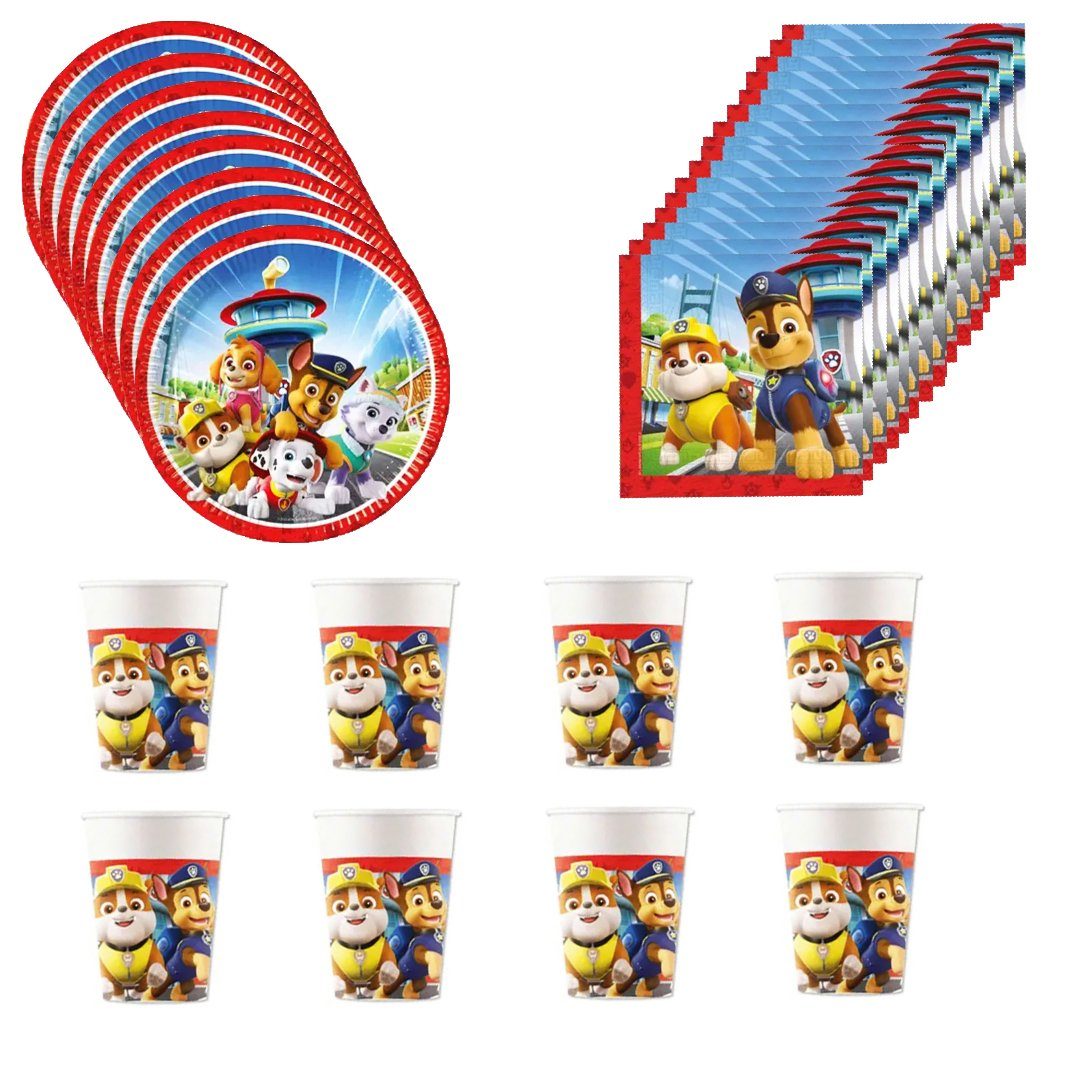 PAW PATROL Einweggeschirr-Set Paw Patrol Kinder Chase Geburtstag Deko Set 36tlg. (36-tlg)