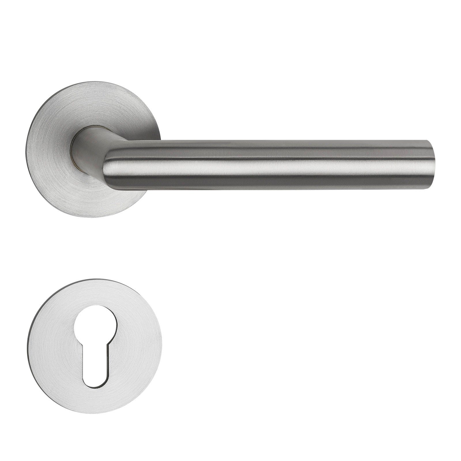 SO-TECH® Drückergarnitur THORE Edelstahl, Flachrosetten, magnetische Cliptechnik, Buntbart Türgarnitur für Zimmertür Edelstahl gebürstet