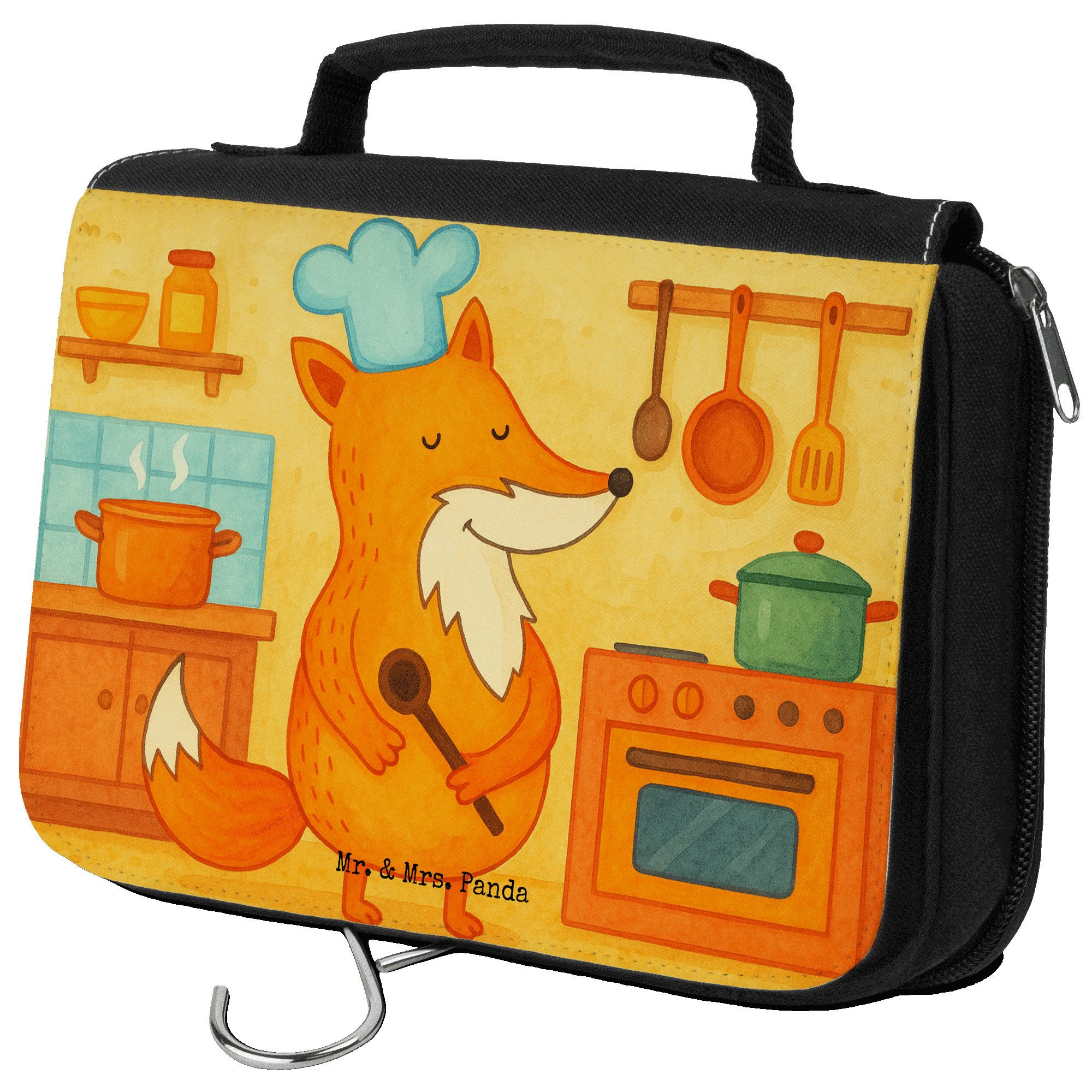Kulturbeutel Fuchs Koch Design, Schminktasche, Weiß, Kochlöffel, Chefkoch, kosmeti