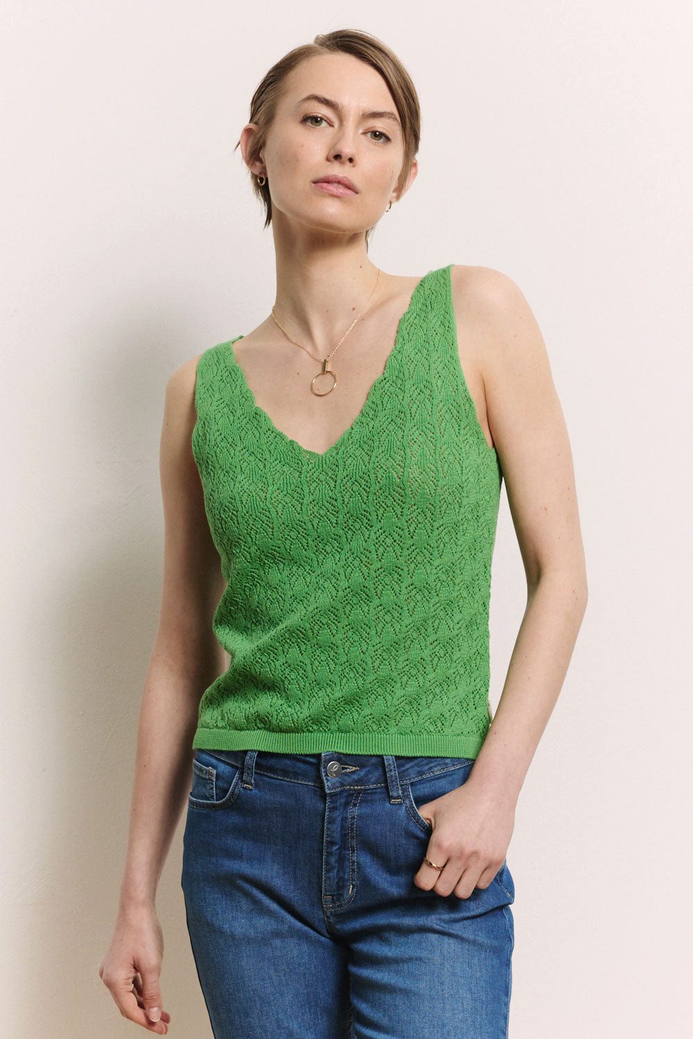 Tranquillo Shirttop Ajour Top Malaa aus Bio-Baumwolle GOTS-zertifizierte Bio-Baumwolle