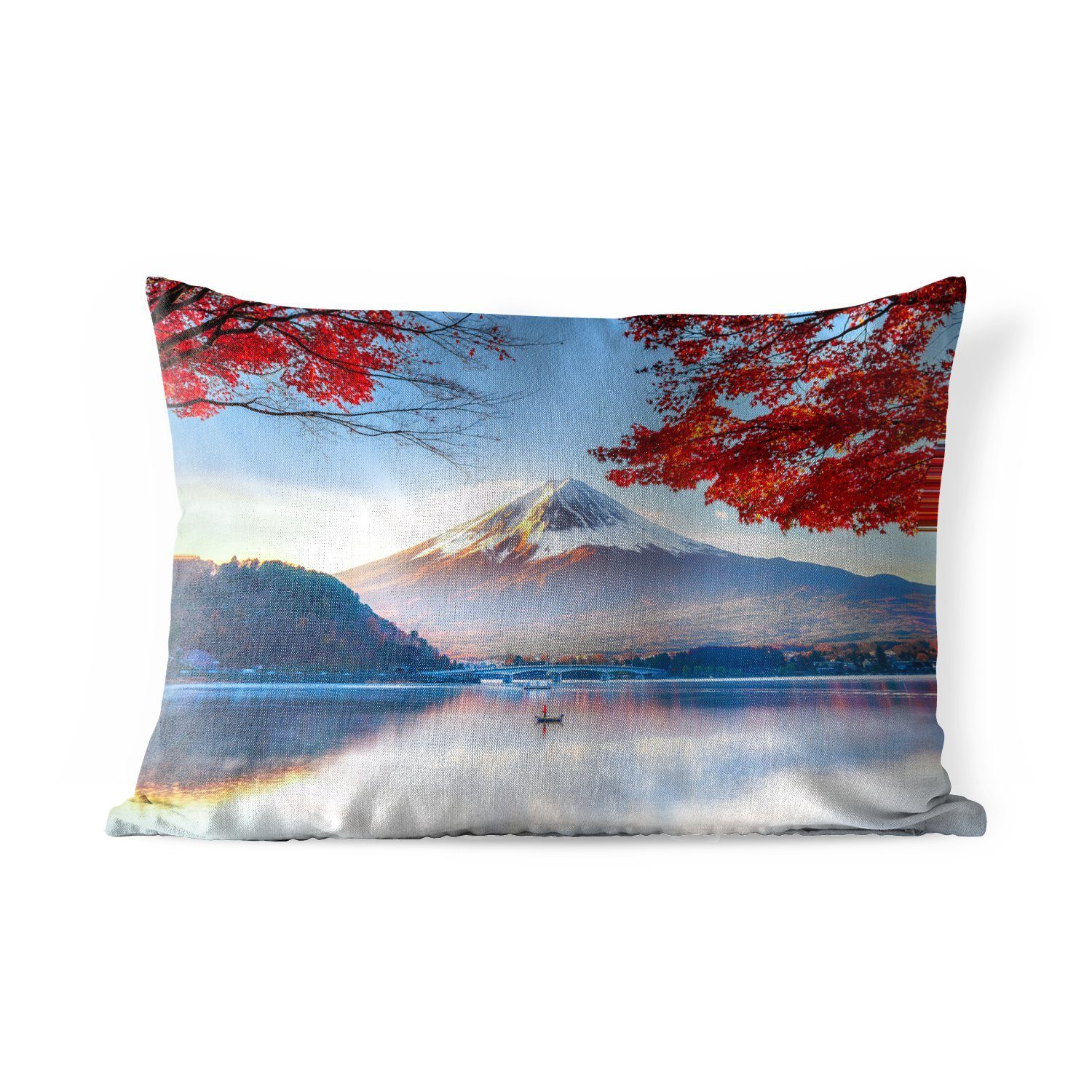 MuchoWow Dekokissen Der japanische Berg Fuji in Asien im Herbst, Outdoor-Dekorationskissen, Polyester, Dekokissenbezug, Kissenhülle