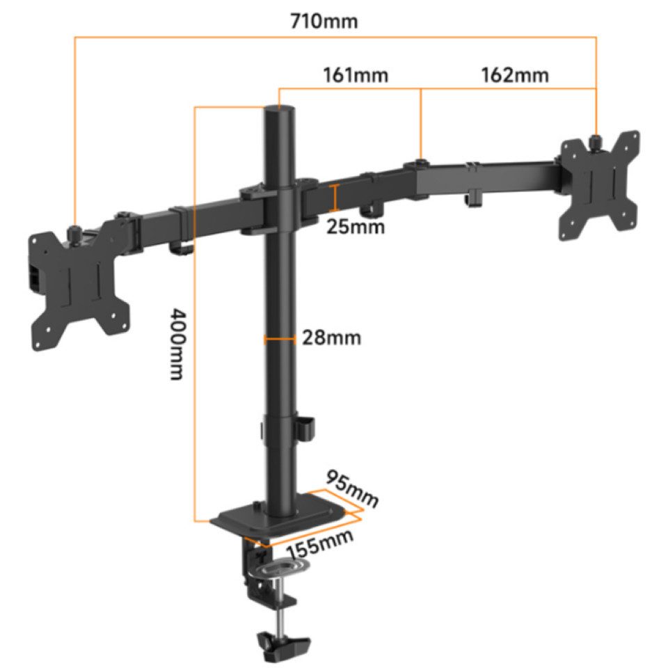 LMG Germany Monitor-Halterung Monitorhalterung für 2 Monitore bis 32 Zoll, 10 kg, 2 Arme, flexibel, (bis 32 Zoll, 2 Monitore, neigbar, höhenverstellbar, stabil, Kabelmanagement)