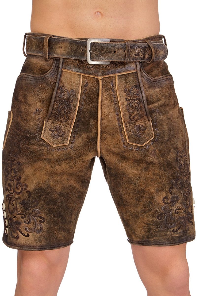 MarJo Trachtenlederhose Lederhose Herren kurz - ANASTASIO - kohle
