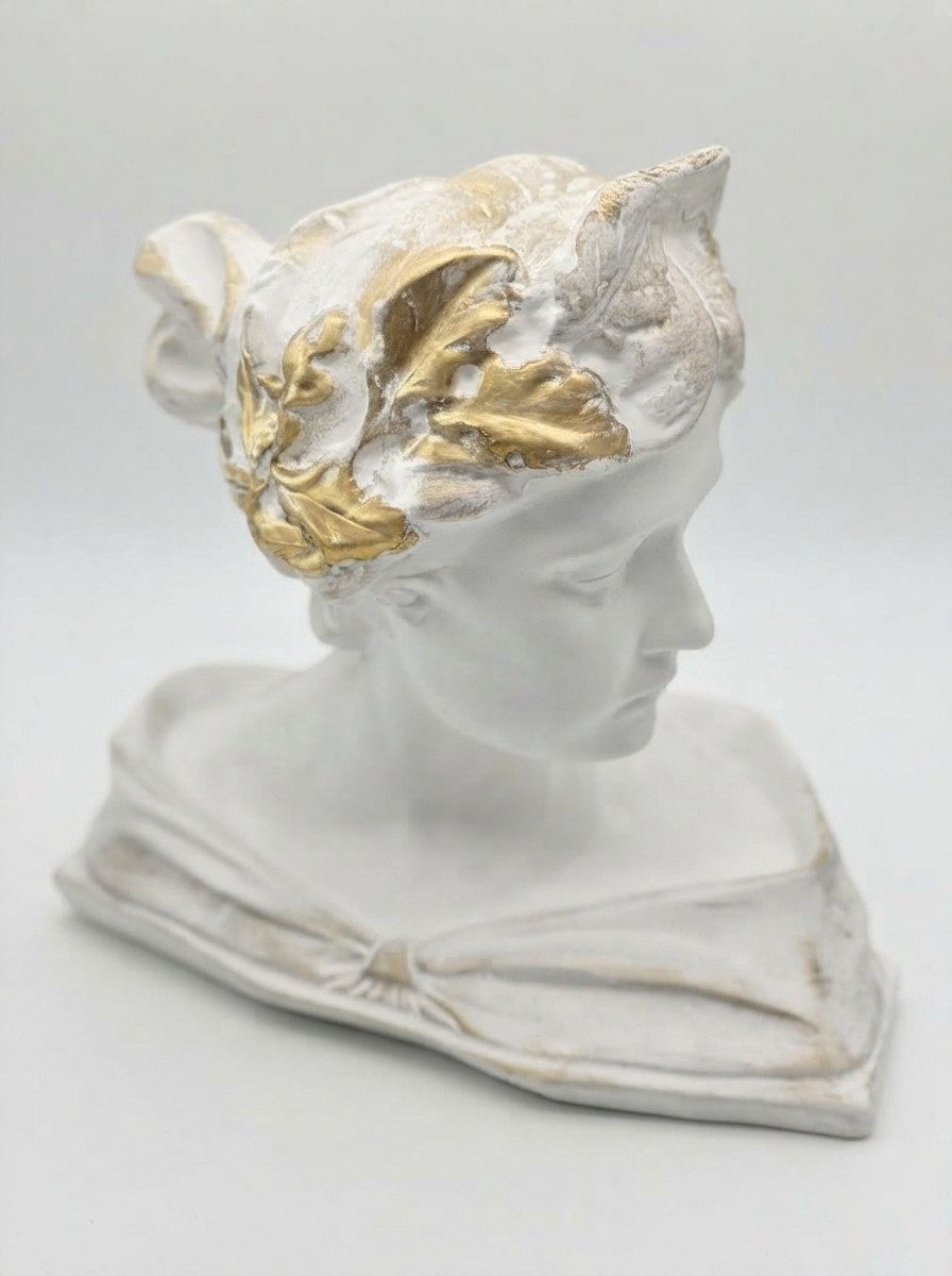Xlmoebel Dekofigur Design Bueste Weiss Barock Statuette Skulptur Dekofigur Stuck Figurine (Dekofigur, 1 St., 1-tlg), Handgefertigt, Barockstil
