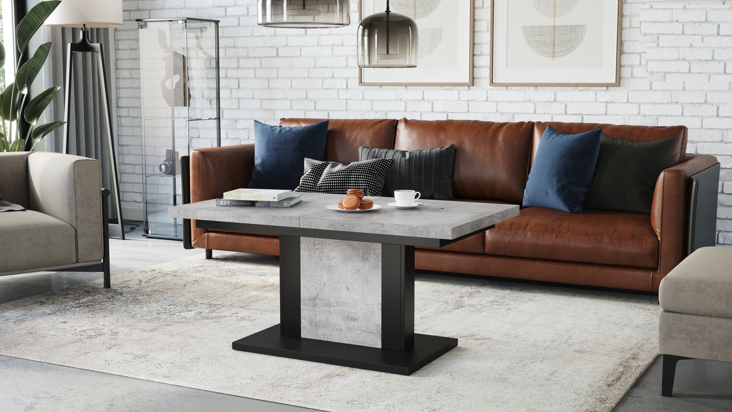 designimpex Couchtisch Design Orion stufenlos höhenverstellbar günstig online kaufen
