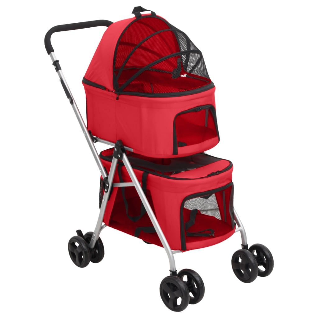 Hunde-Transportbox Hundewagen für 2 Hunde Faltbar Rot 83x48x97 cm Oxford-Gewebe