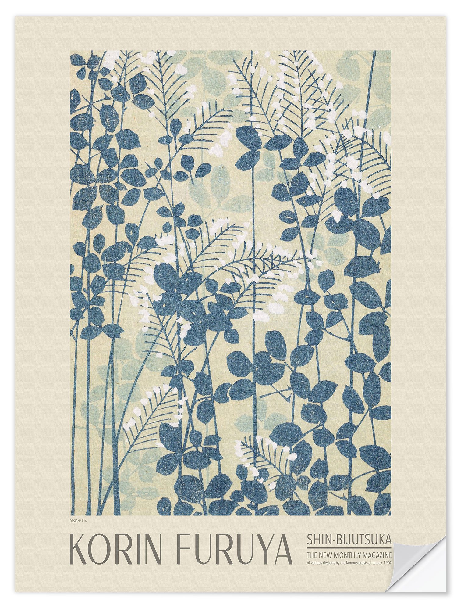Posterlounge Wandfolie Korin Furuya, Florales Design 116, Shin-bijutsukai, 1902, Wohnzimmer Japandi Malerei