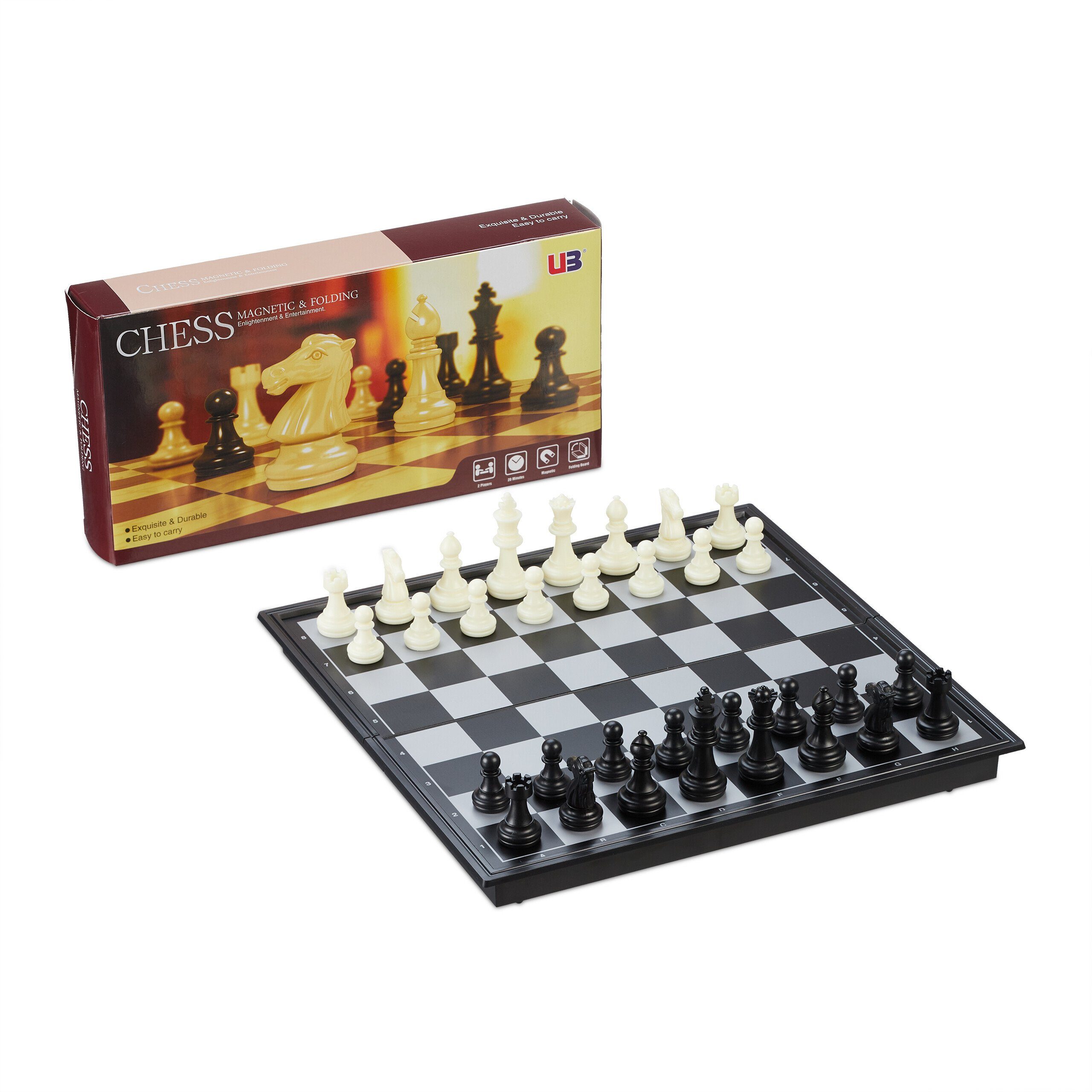 relaxdays Spiel Schachspiel klappbar und magnetisch